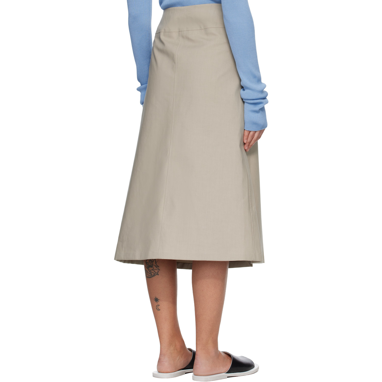  Rier Beige Cotton Bonded Midi Skirt 