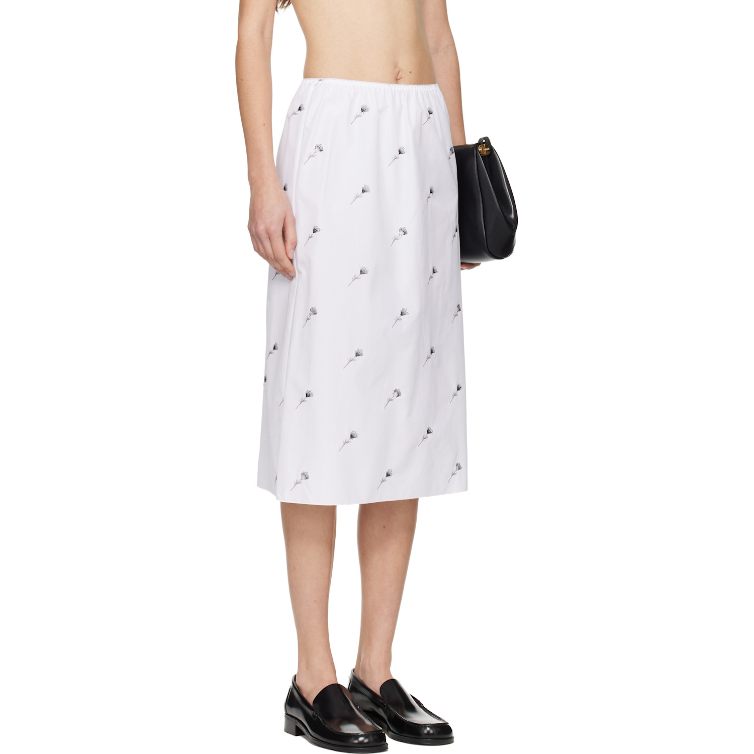  Rier White Pop Flowers Midi Skirt 