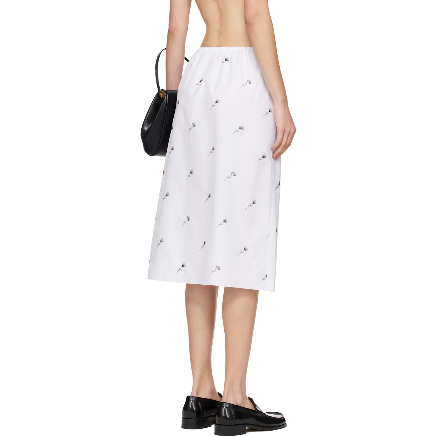  Rier White Pop Flowers Midi Skirt 
