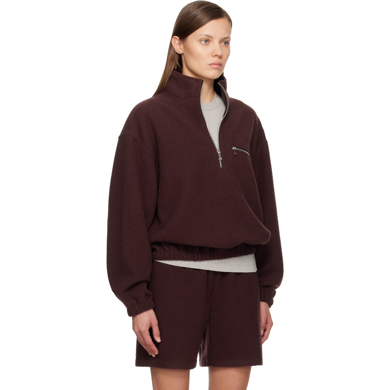  Rier Ssense Exclusive Burgundy Fleece Jacket 