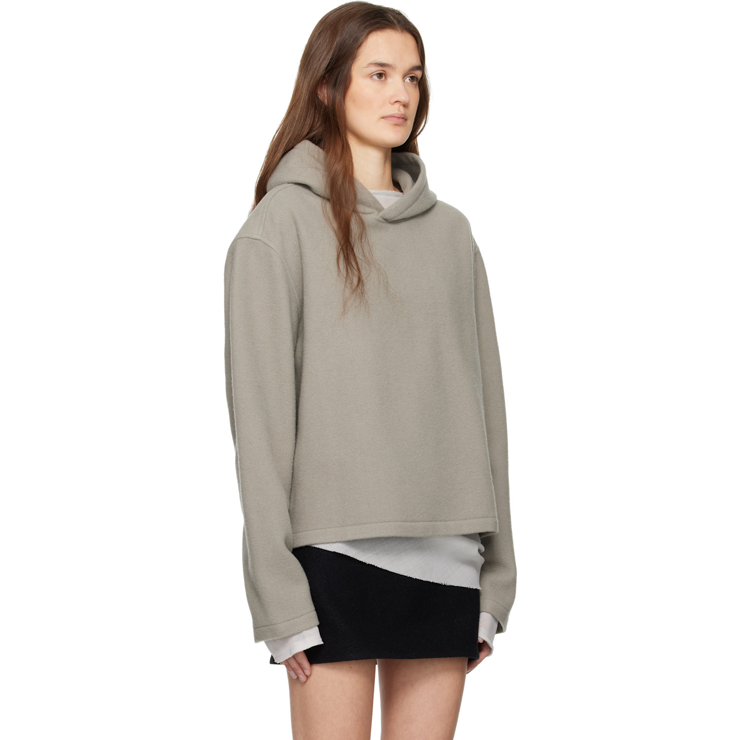  Rier Gray Fleece Crop Hoodie 