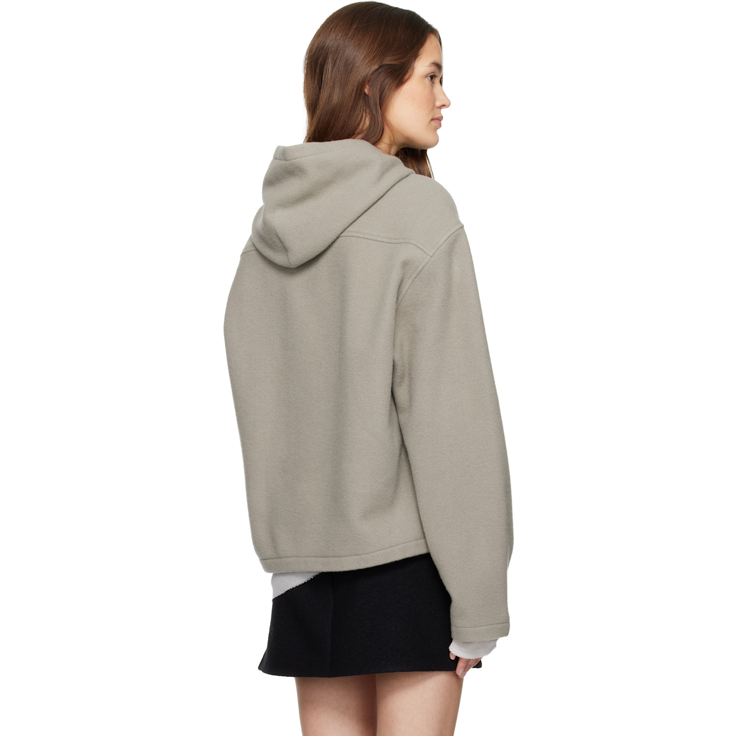  Rier Gray Fleece Crop Hoodie 