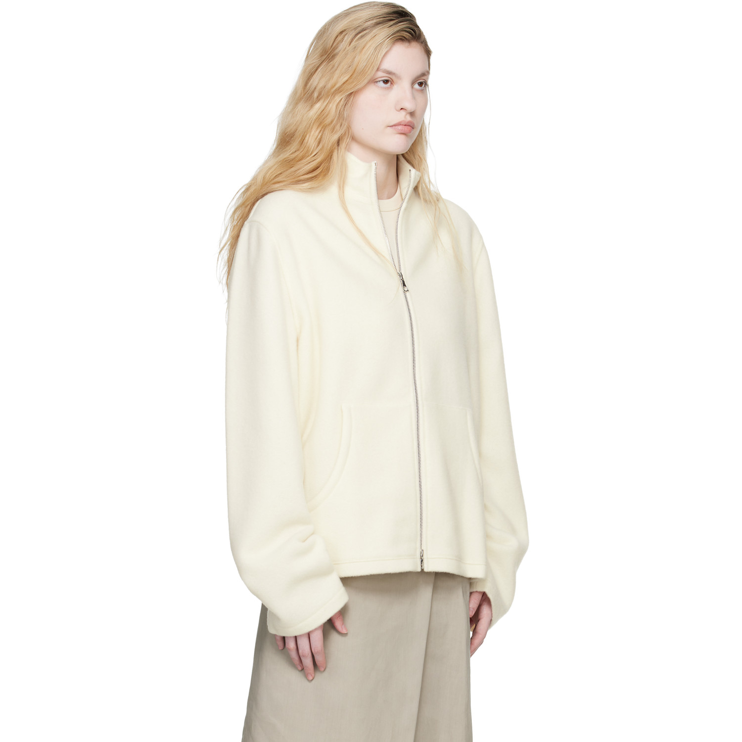  Rier Off-white Fleece Full Zip Jacket 