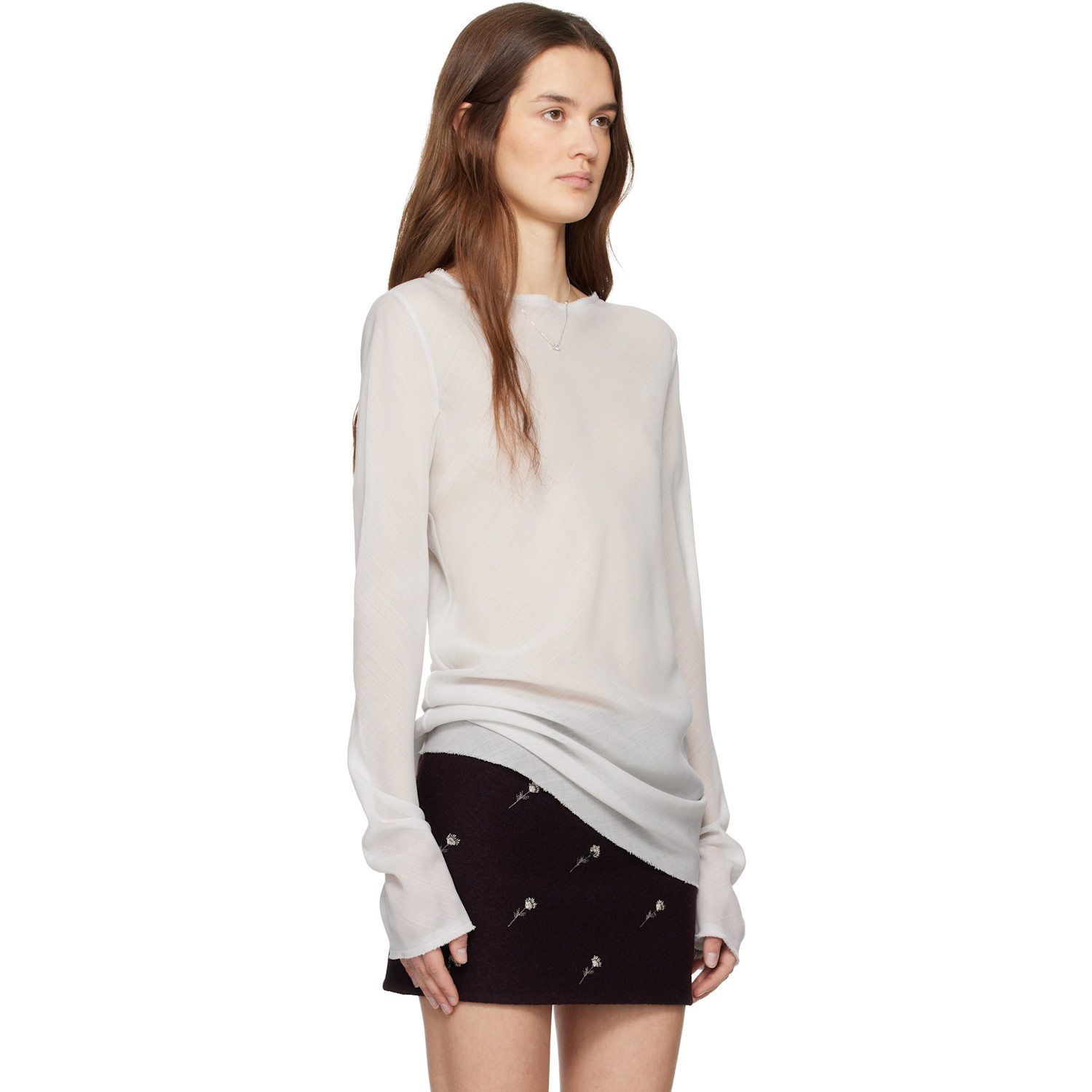  Rier Gray Wool Gauze Blouse 
