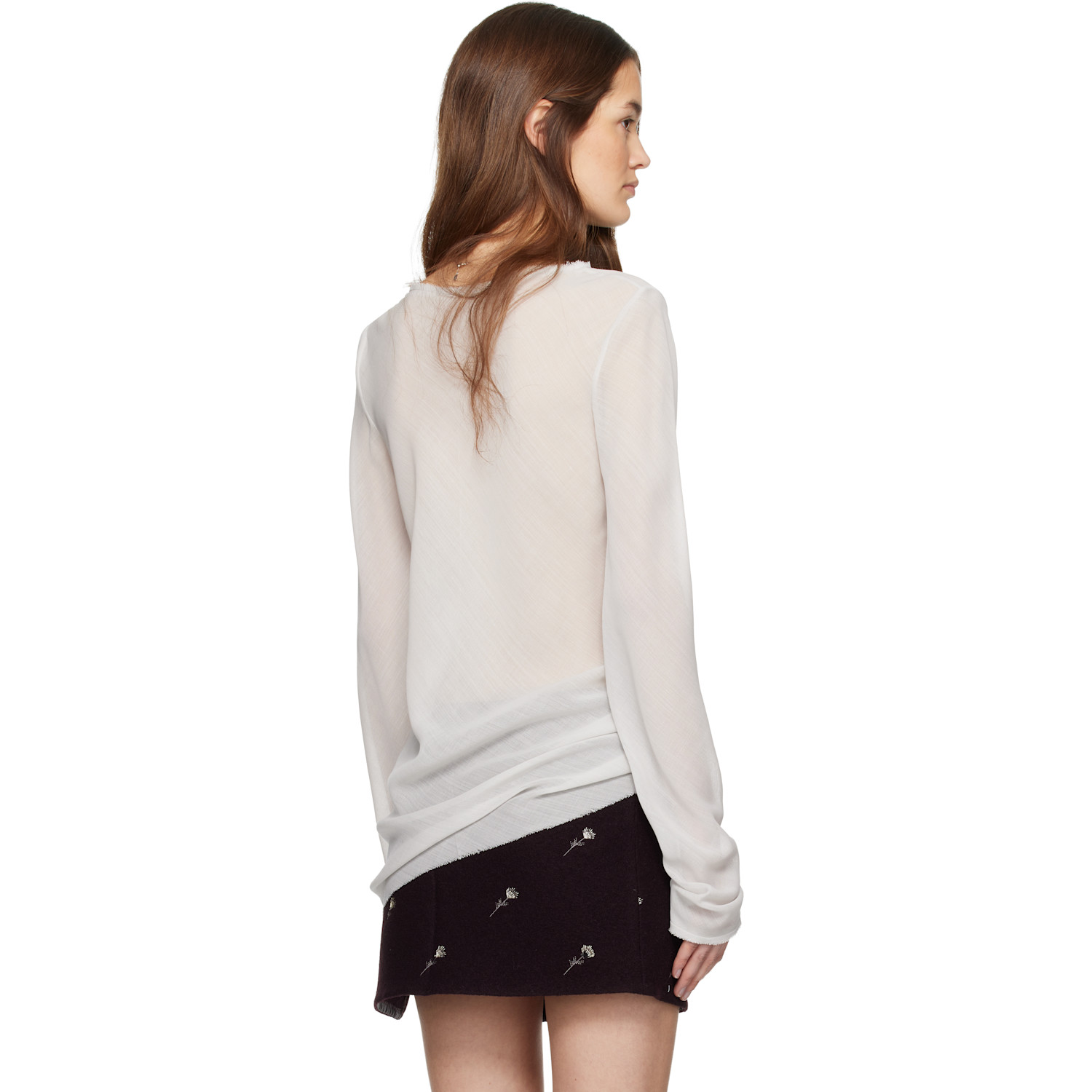  Rier Gray Wool Gauze Blouse 