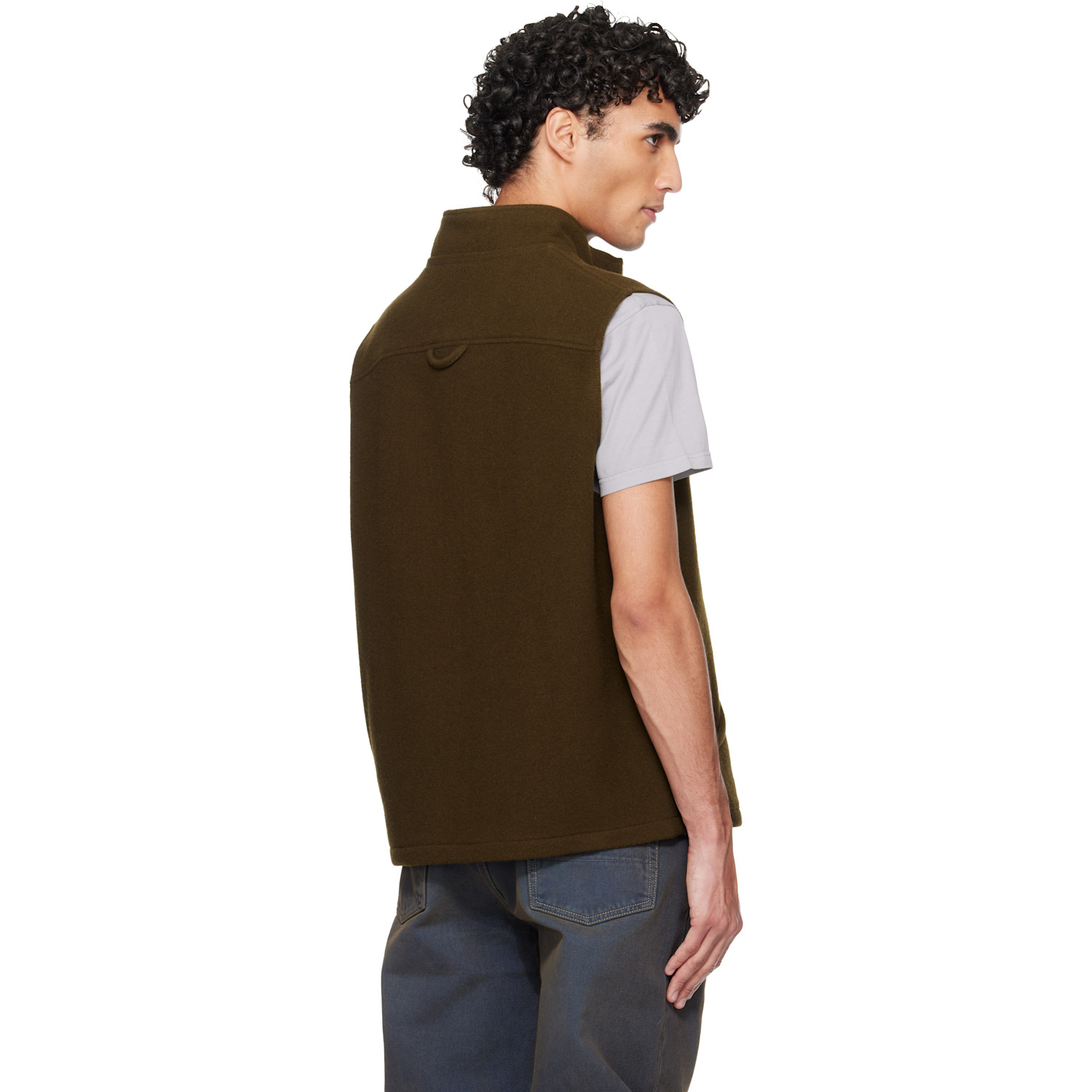  Rier Khaki Fleece Full Zip Vest 