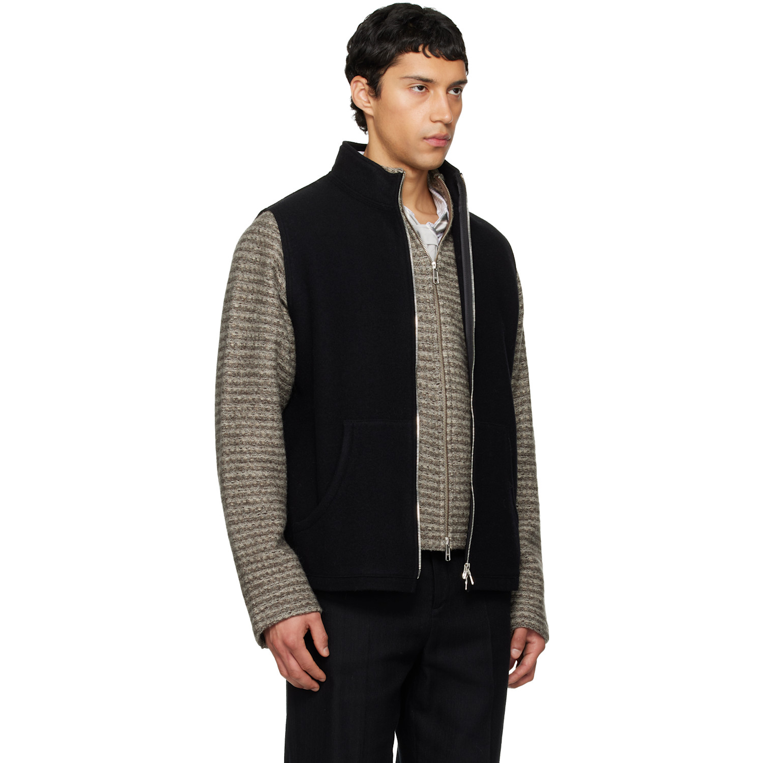  Rier Black Fleece Full Zip Vest 