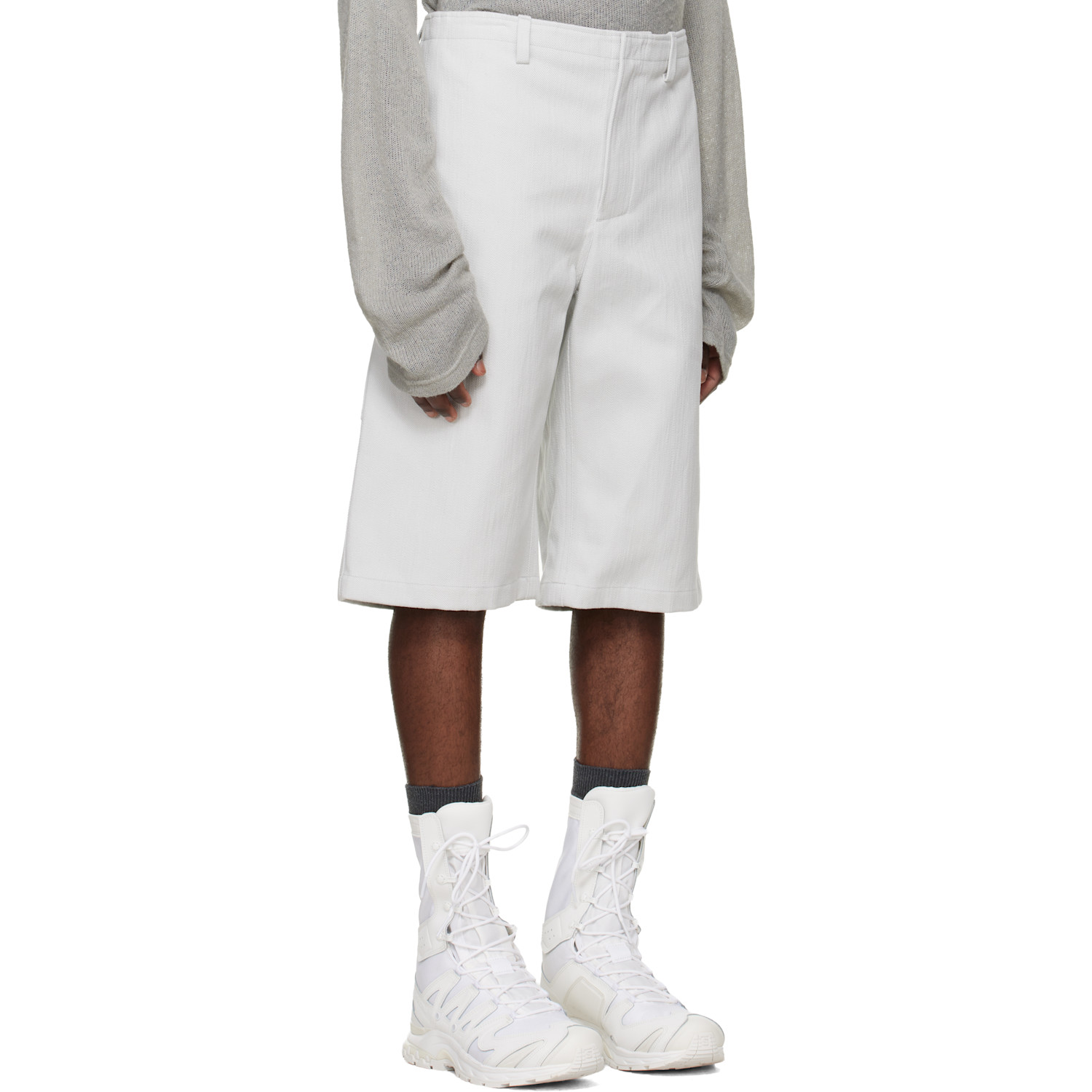  Rier Off-white Gabardine Utility Shorts 