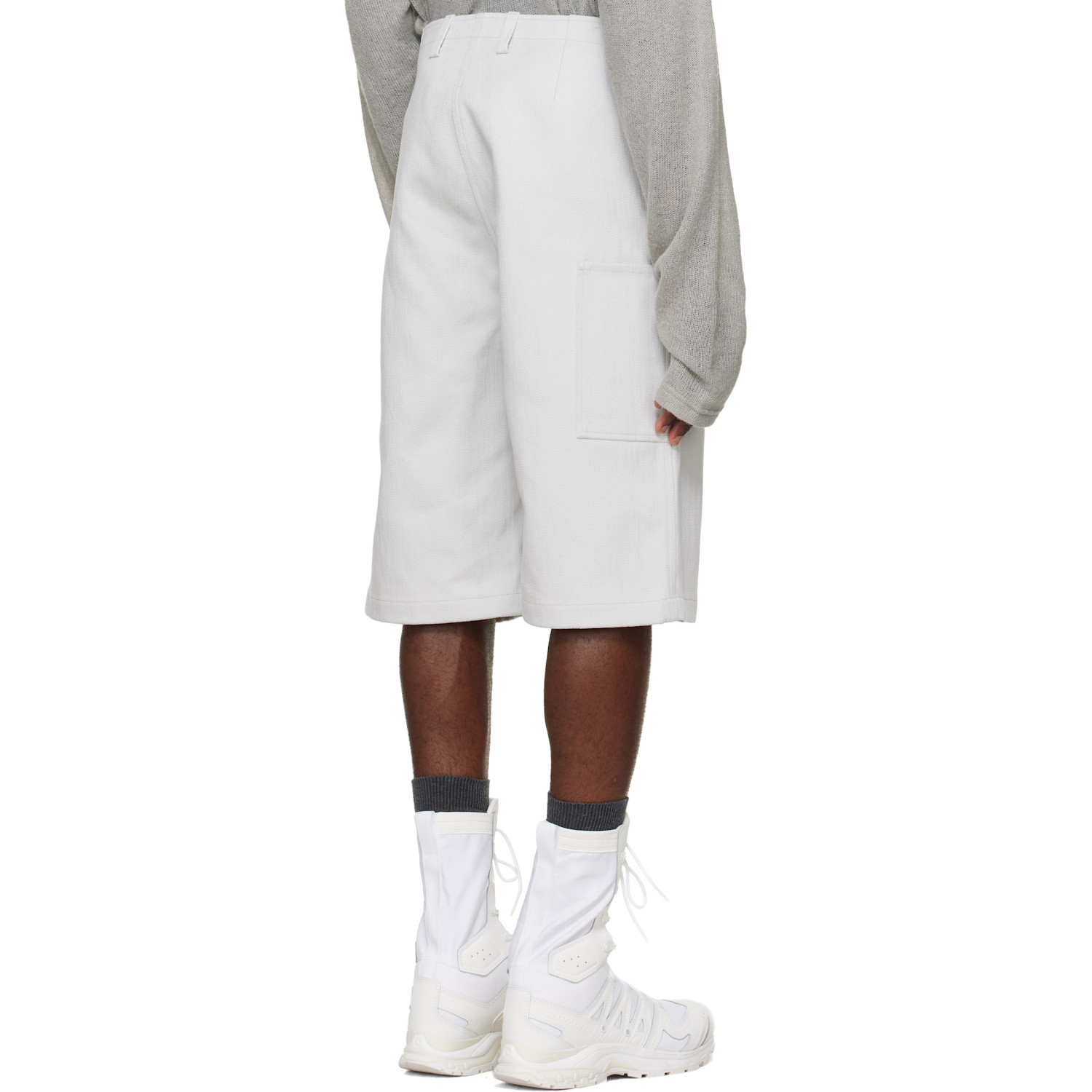  Rier Off-white Gabardine Utility Shorts 