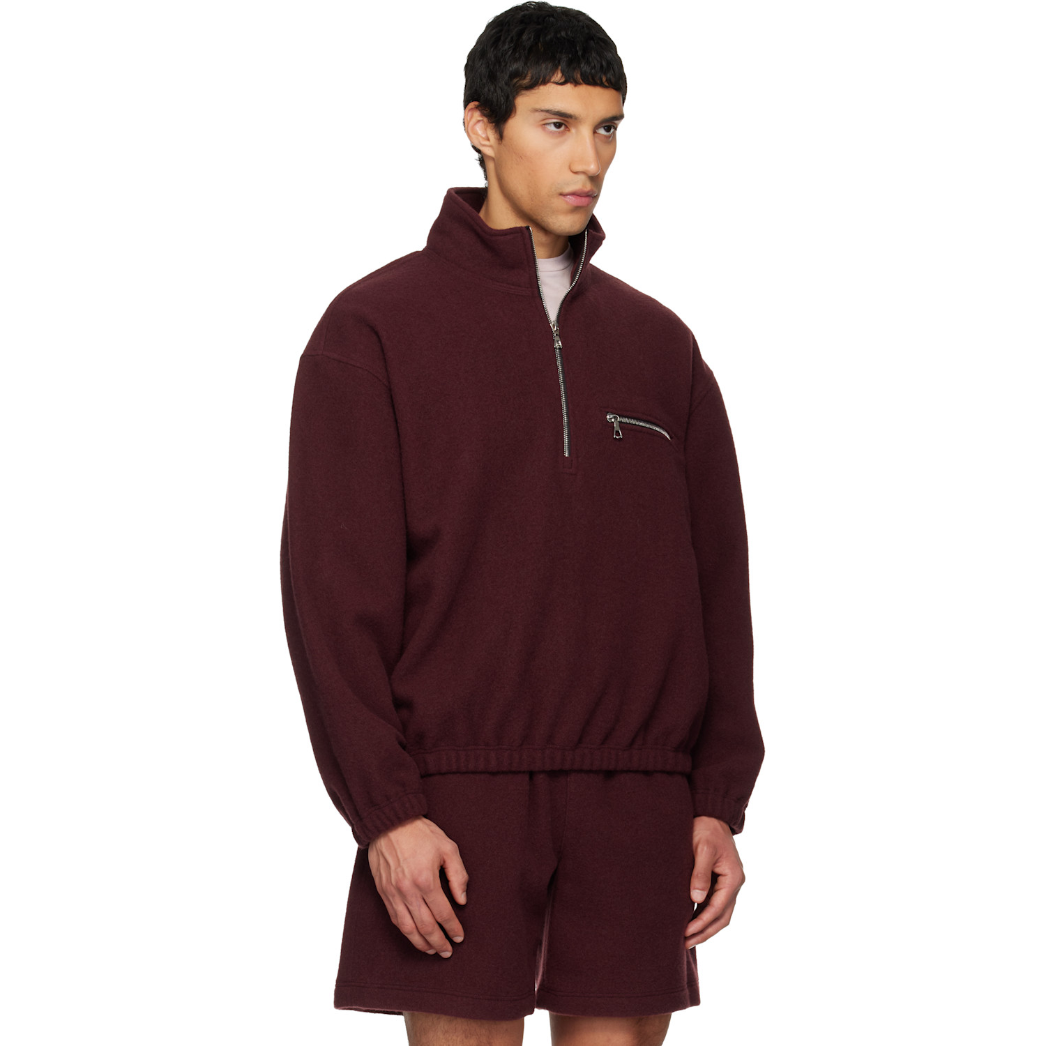  Rier Ssense Exclusive Burgundy Fleece Jacket 