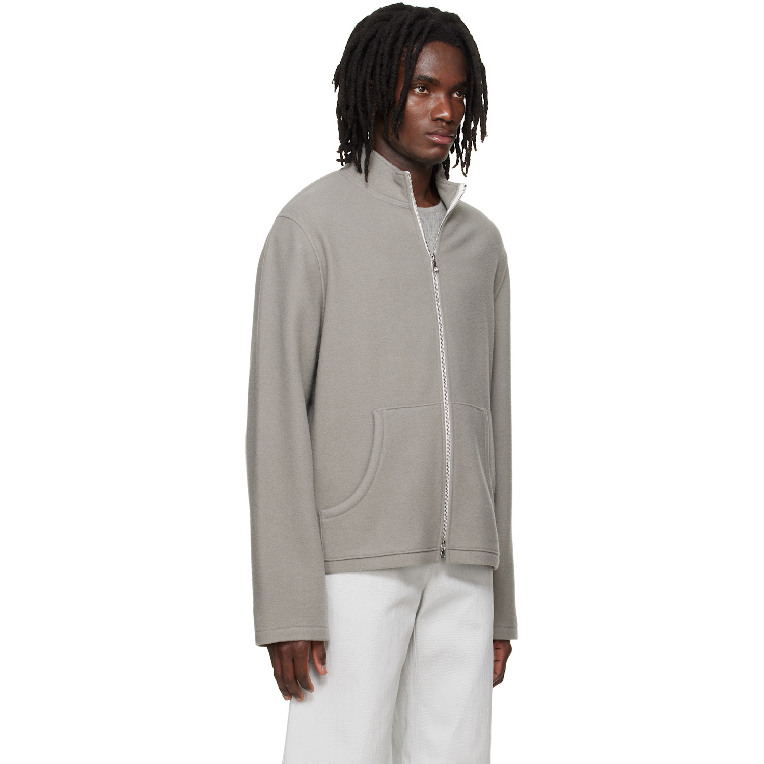  Rier Gray Fleece Full Zip Track Jacket 