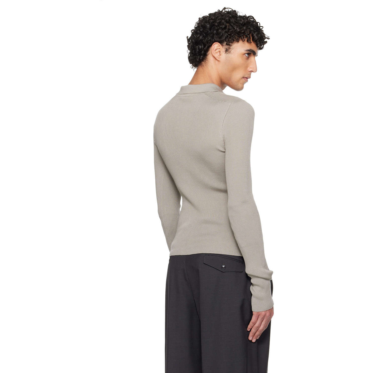  Rier Gray Fine Rib Silk Polo 
