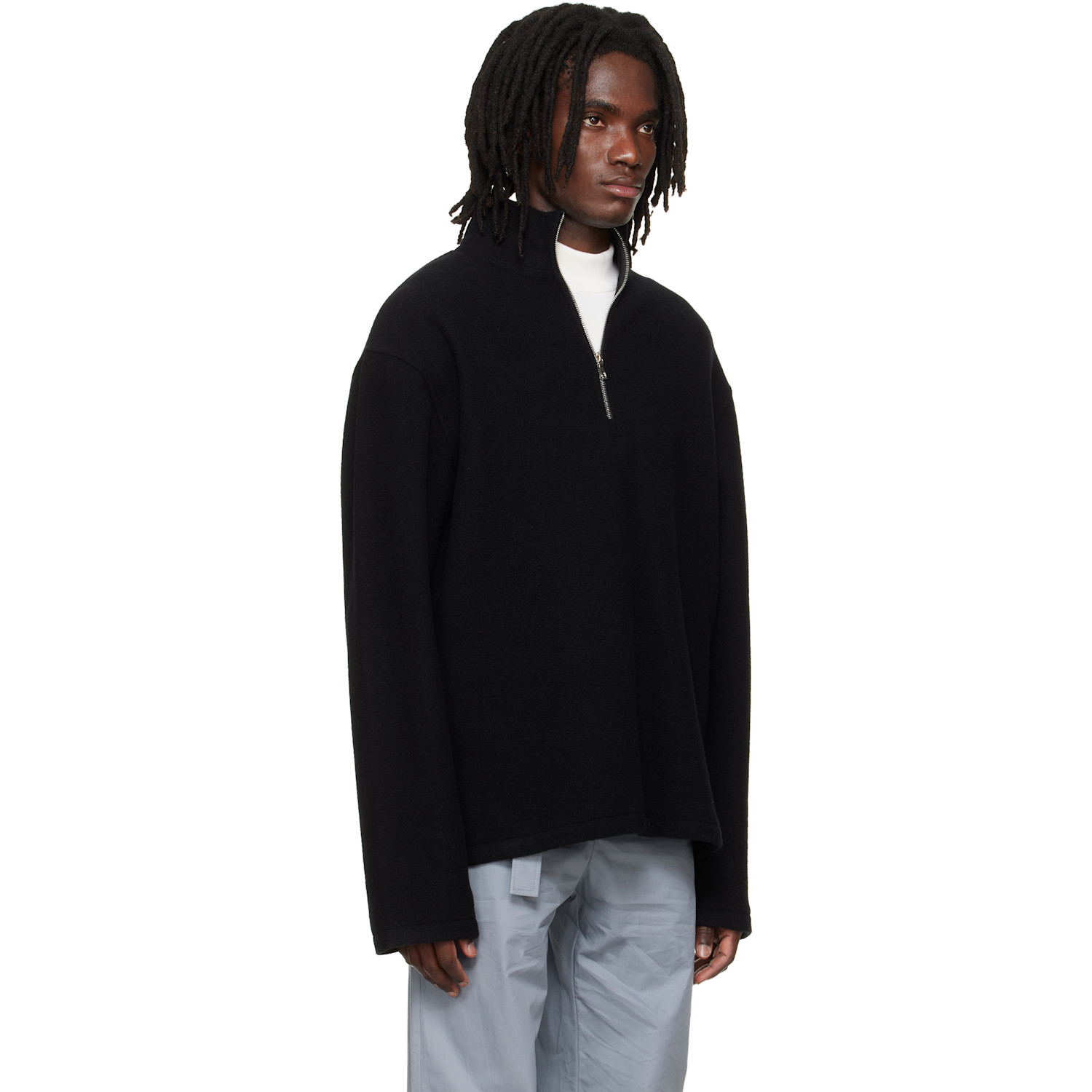  Rier Black Fleece Athletic Sweater 