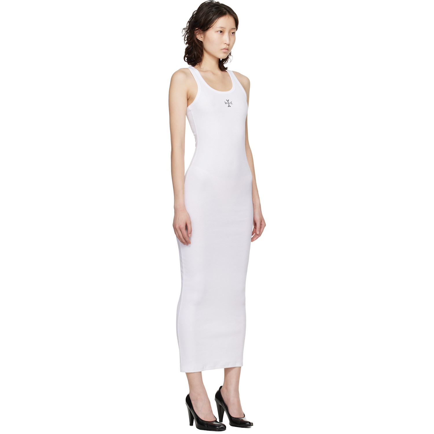  Vetements White Cross Logo Tank Top Midi Dress 