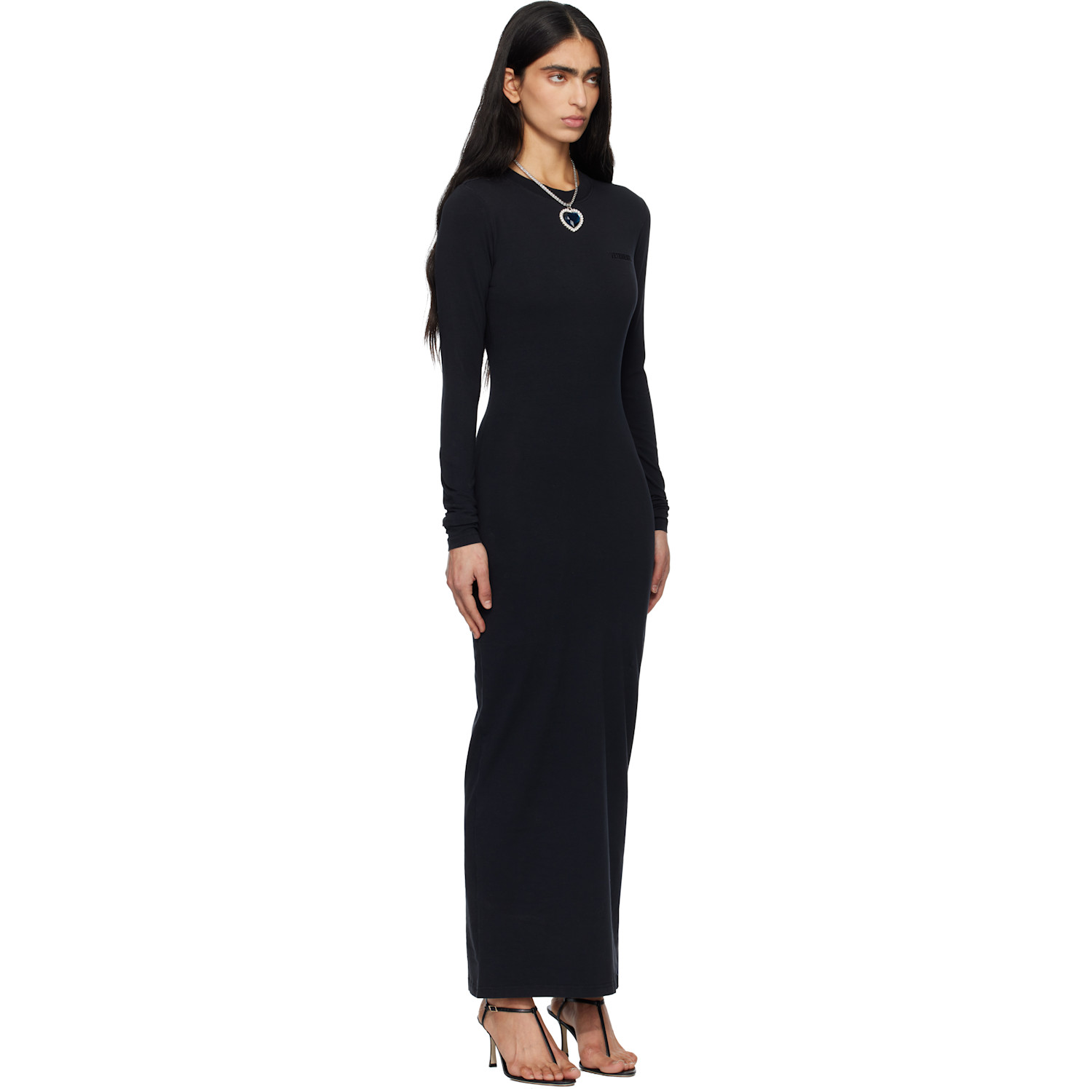  Vetements Black Ribbed Maxi Dress 