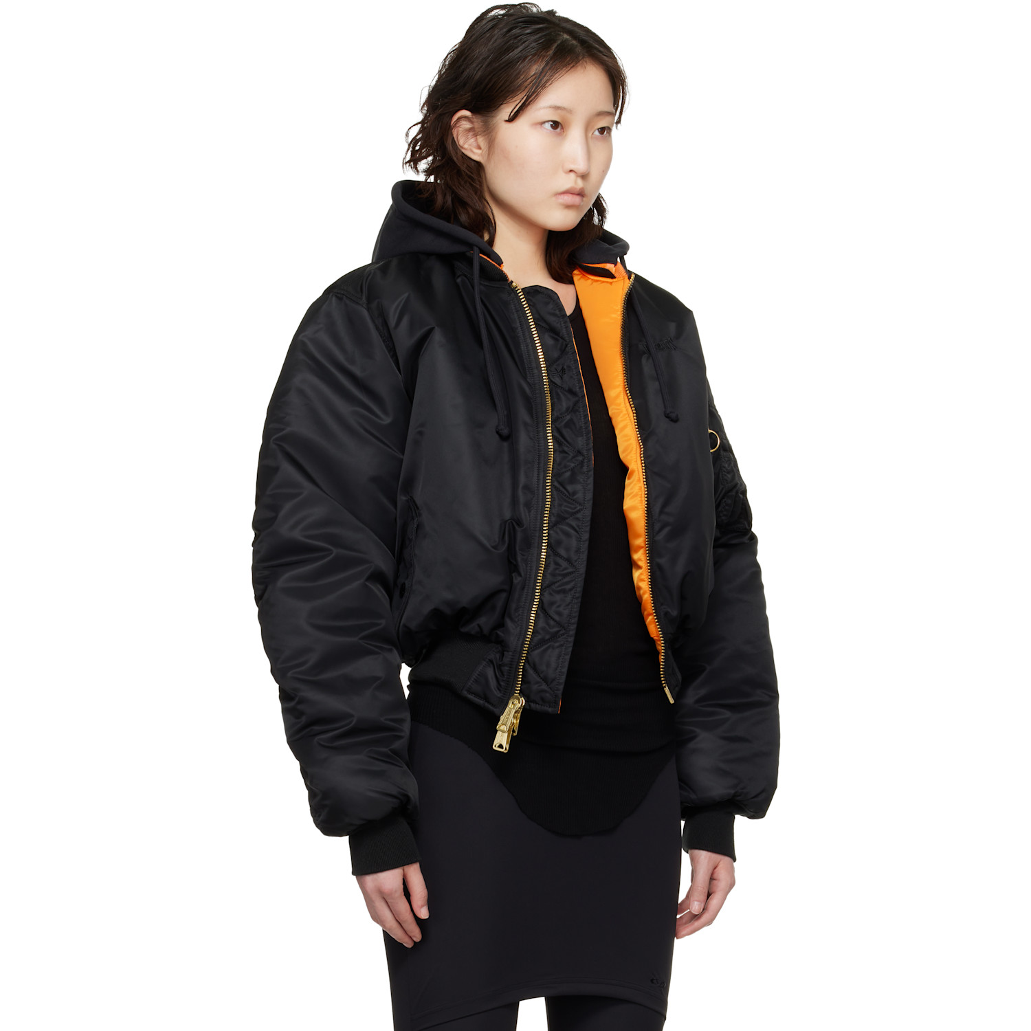  Vetements Black & Orange Alpha Industries Edition Fitted Reversible Bomber Jacket 