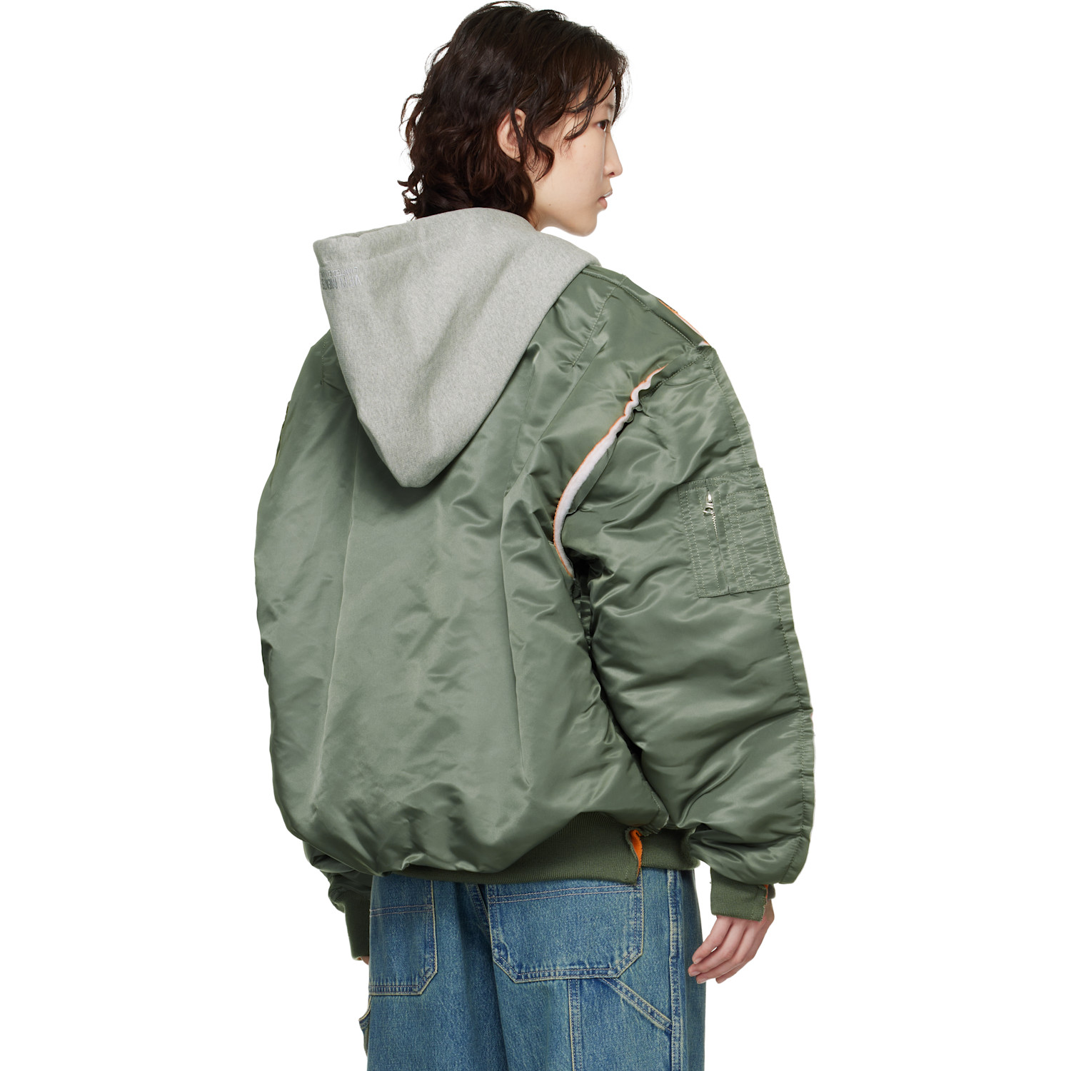  Vetements Khaki Alpha Industries Edition Attached Hood Bomber Jacket 