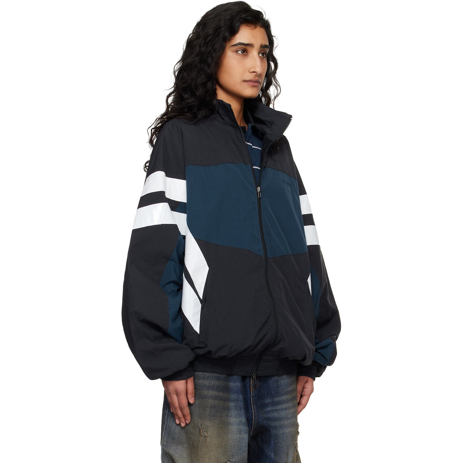  Vetements Black & Navy Taped Track Jacket 