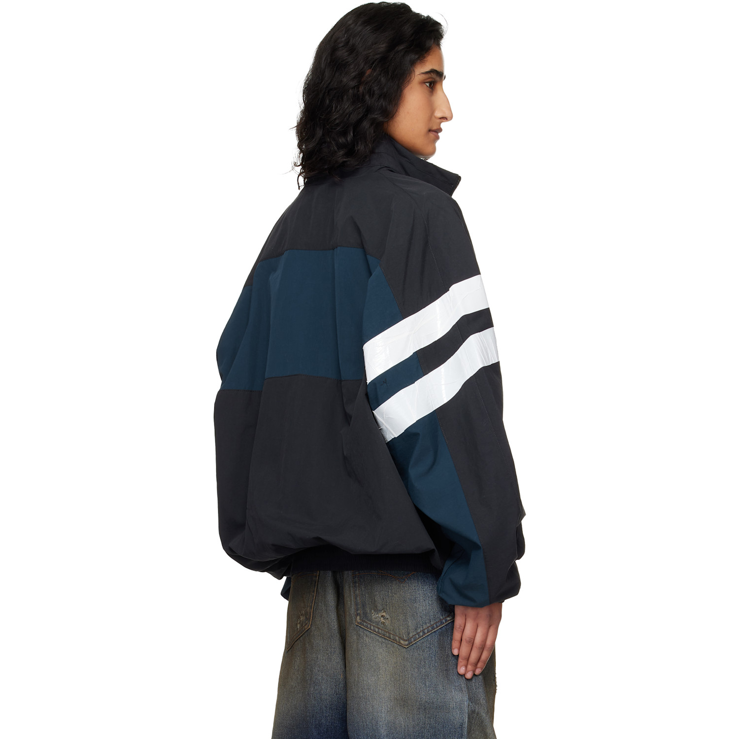  Vetements Black & Navy Taped Track Jacket 