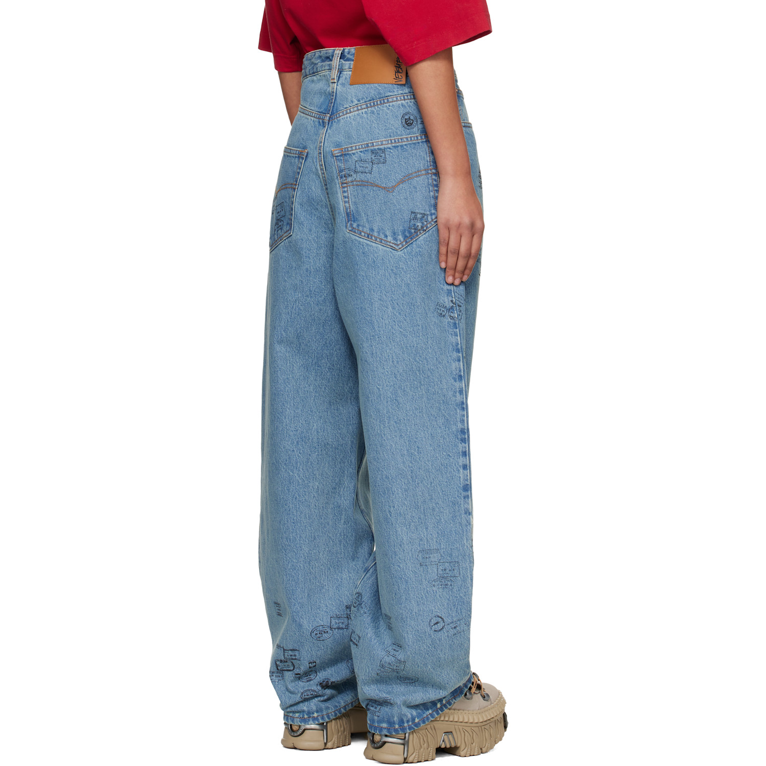  Vetements Blue Passport Stamps Jeans 