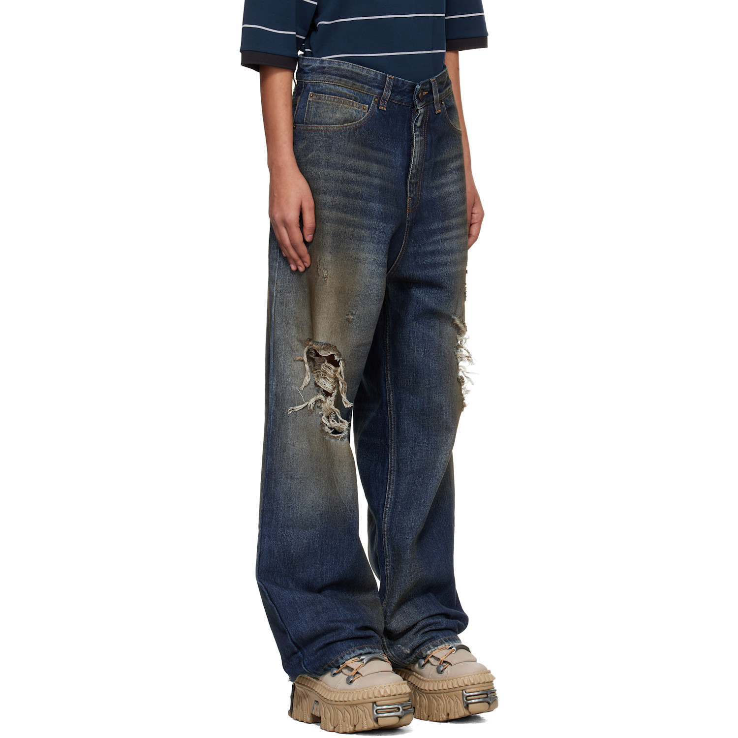  Vetements Blue Trashed Jeans 