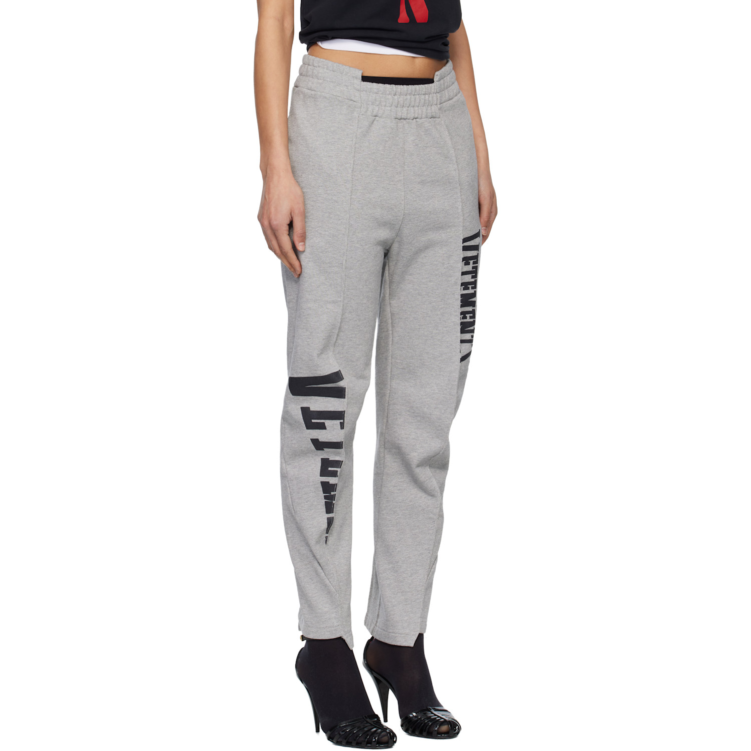  Vetements Gray Cut Up Logo Sweatpants 