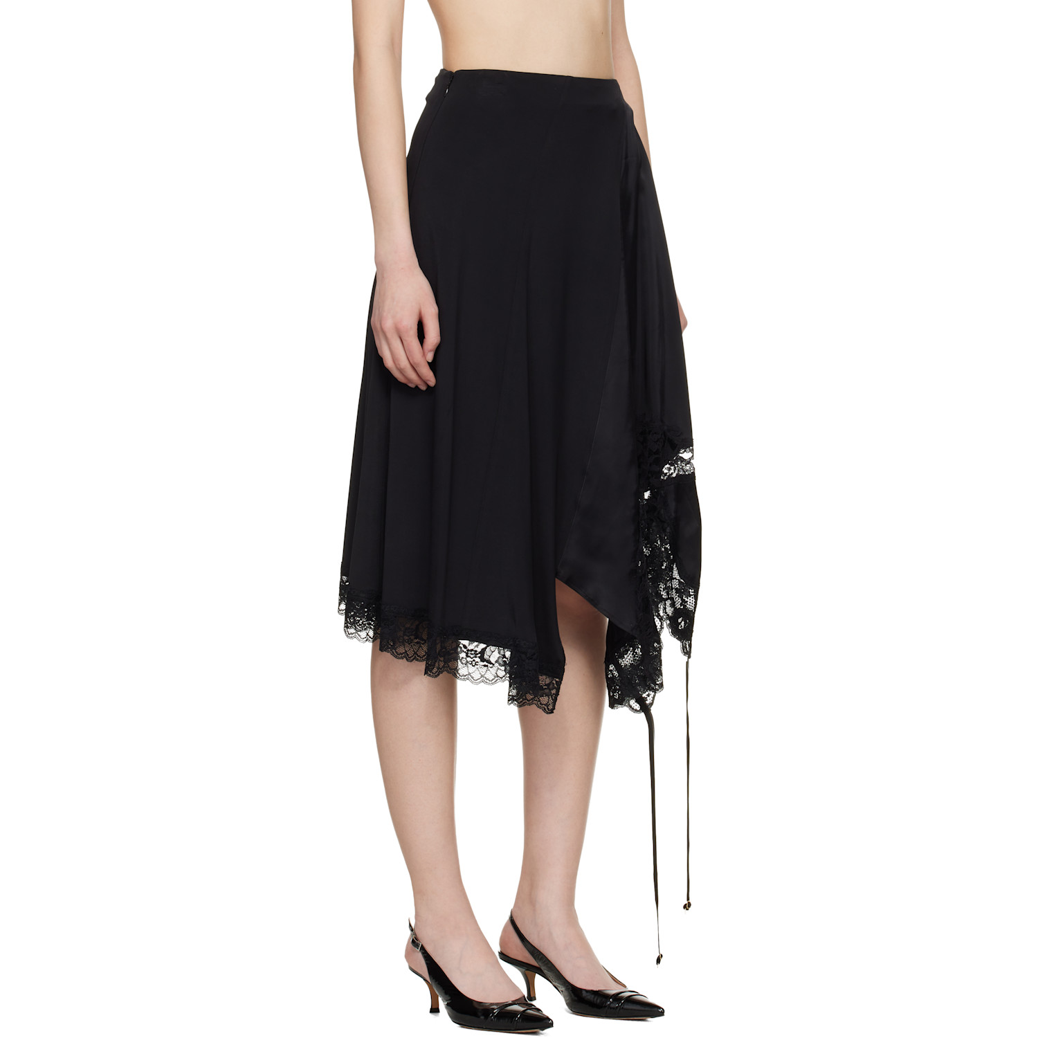  Vetements Black Reworked Lingerie Midi Skirt 