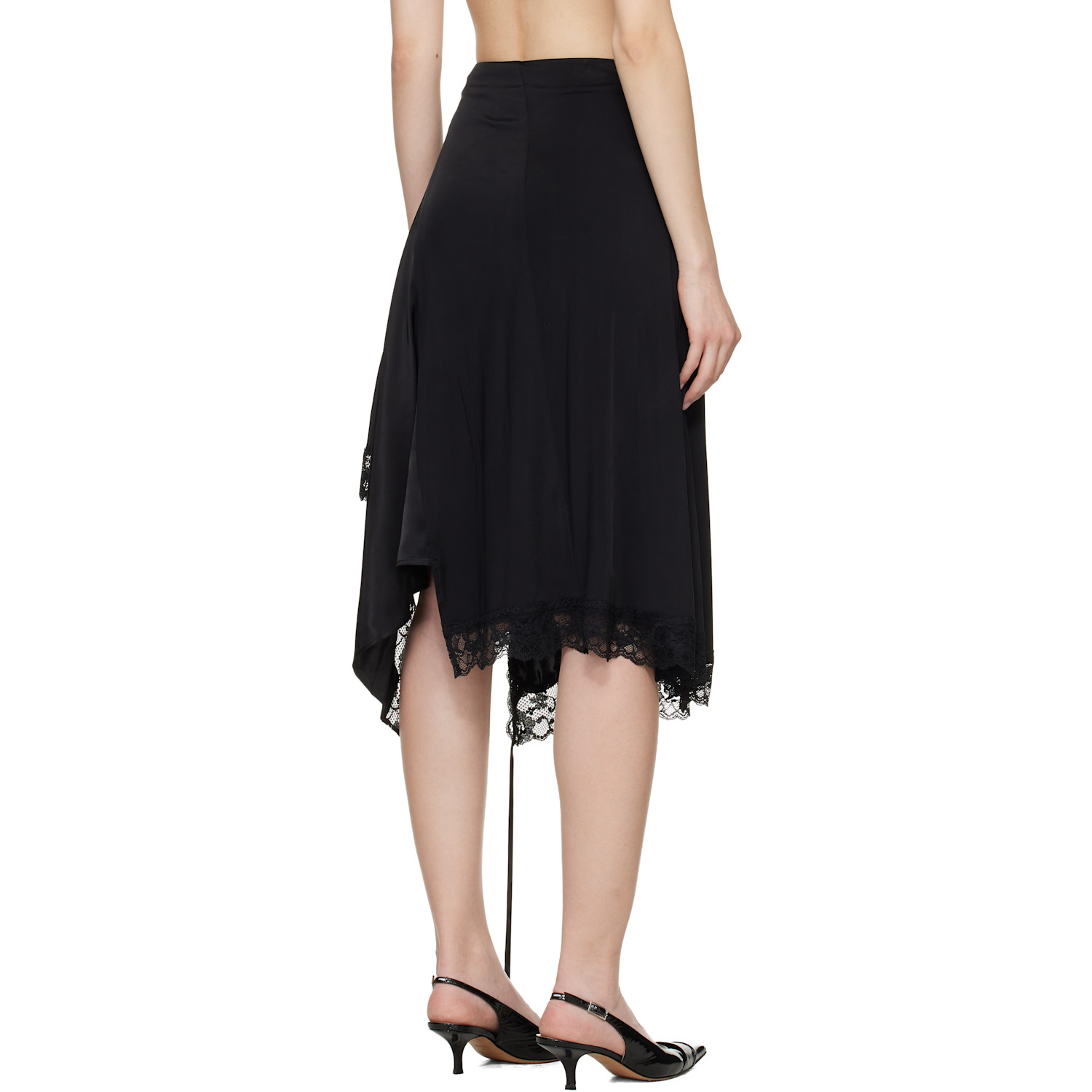  Vetements Black Reworked Lingerie Midi Skirt 