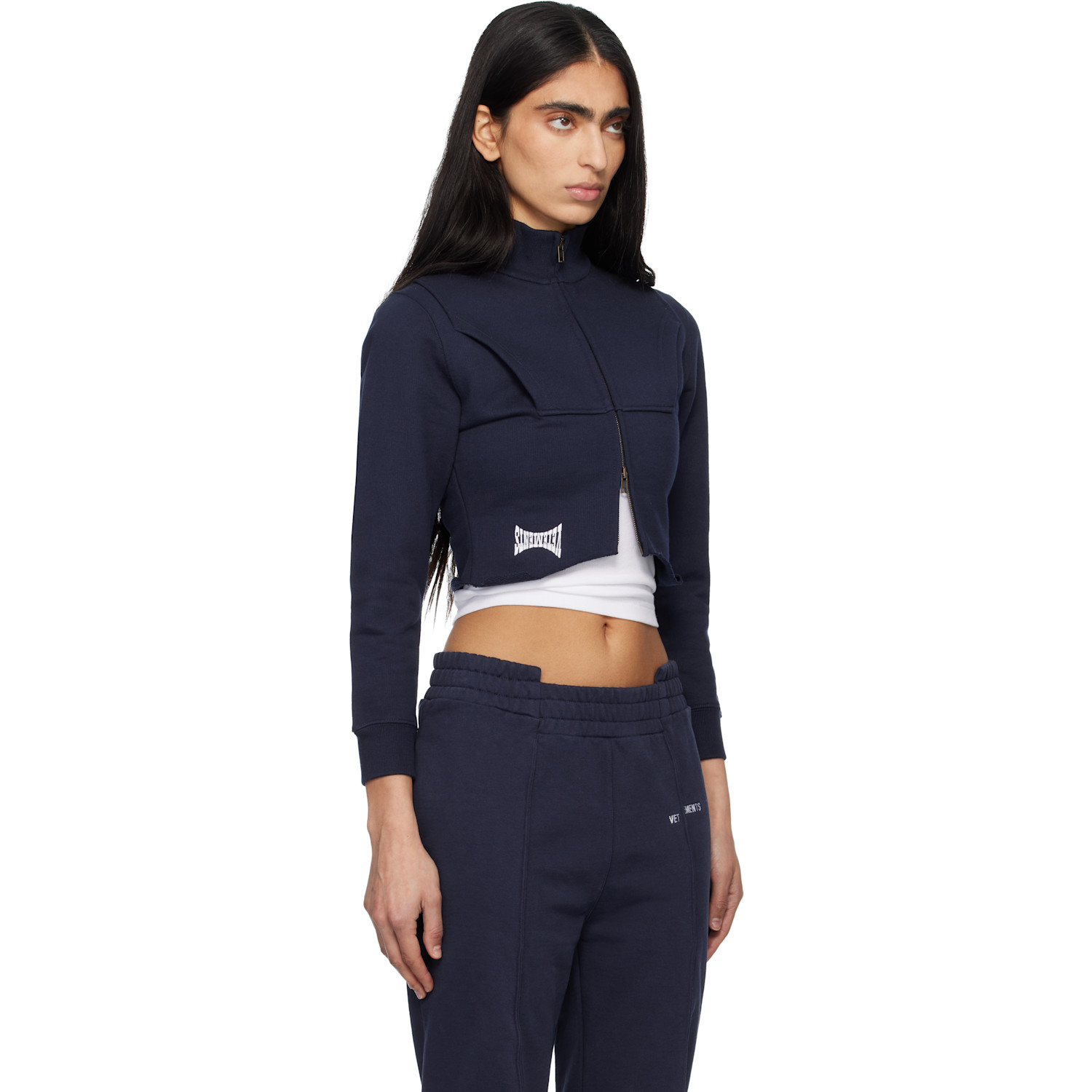  Vetements Navy Upside Down Zip Track Jacket 