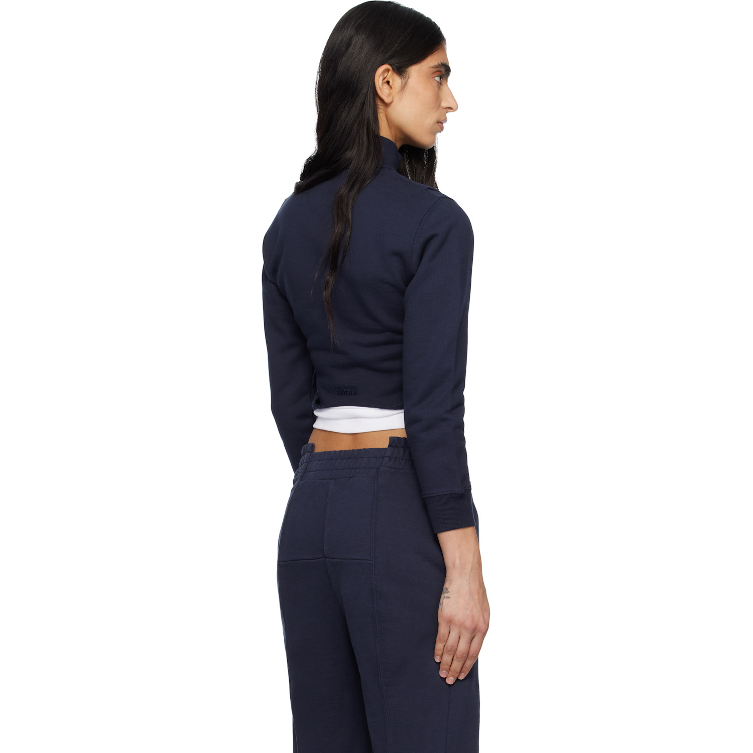  Vetements Navy Upside Down Zip Track Jacket 