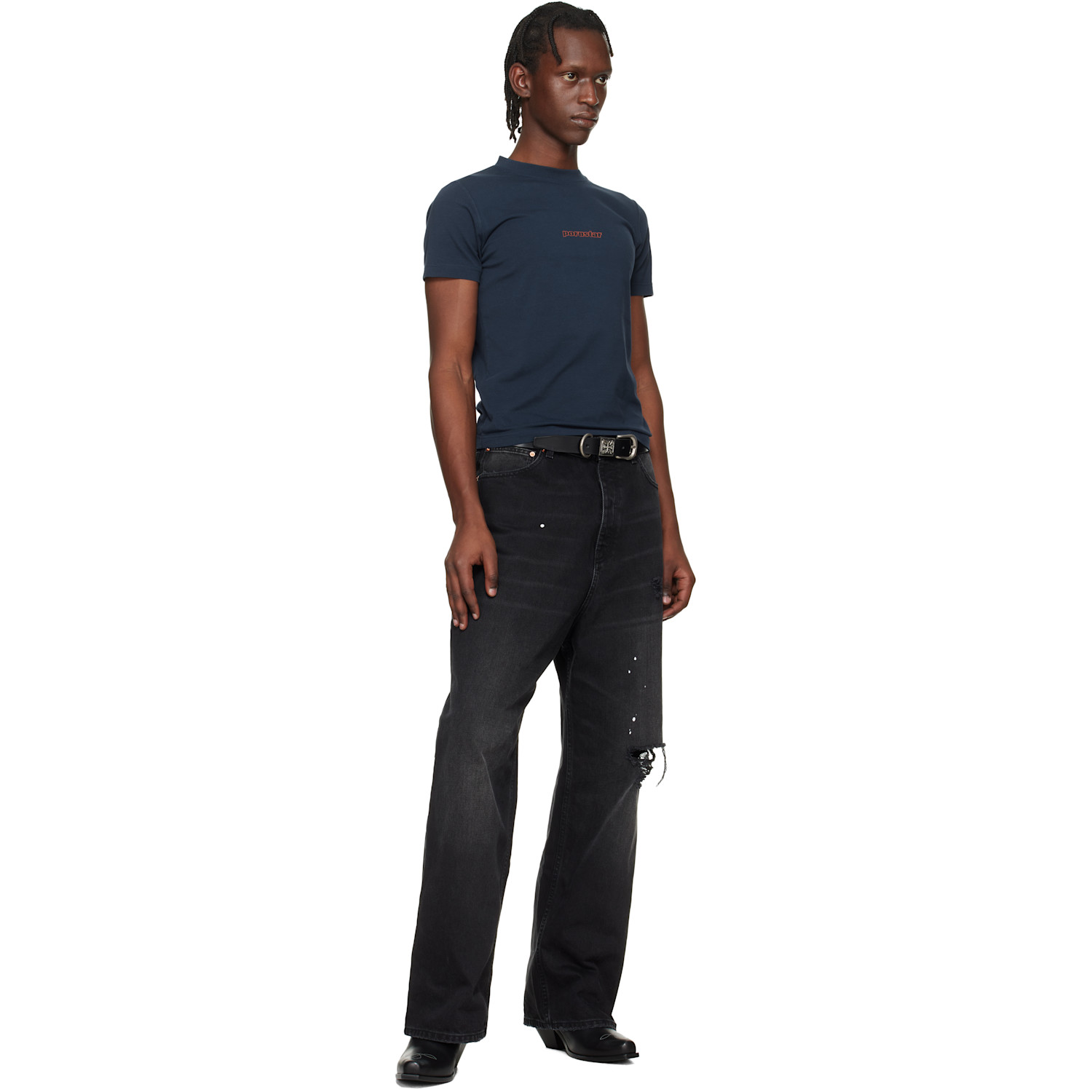  Vetements Black Biker Logo Cross Id Belt 