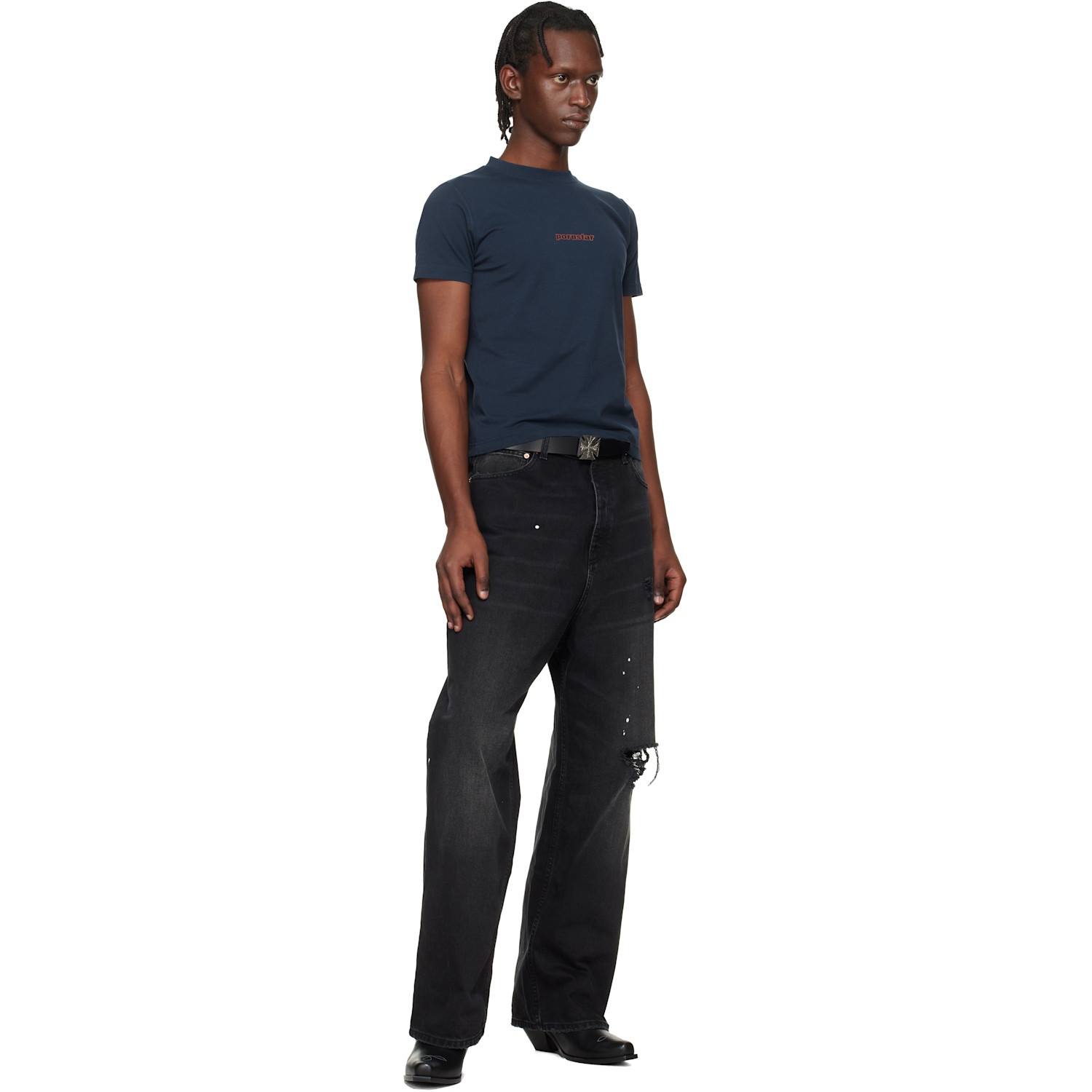  Vetements Black Metal Biker Cross Logo Belt 
