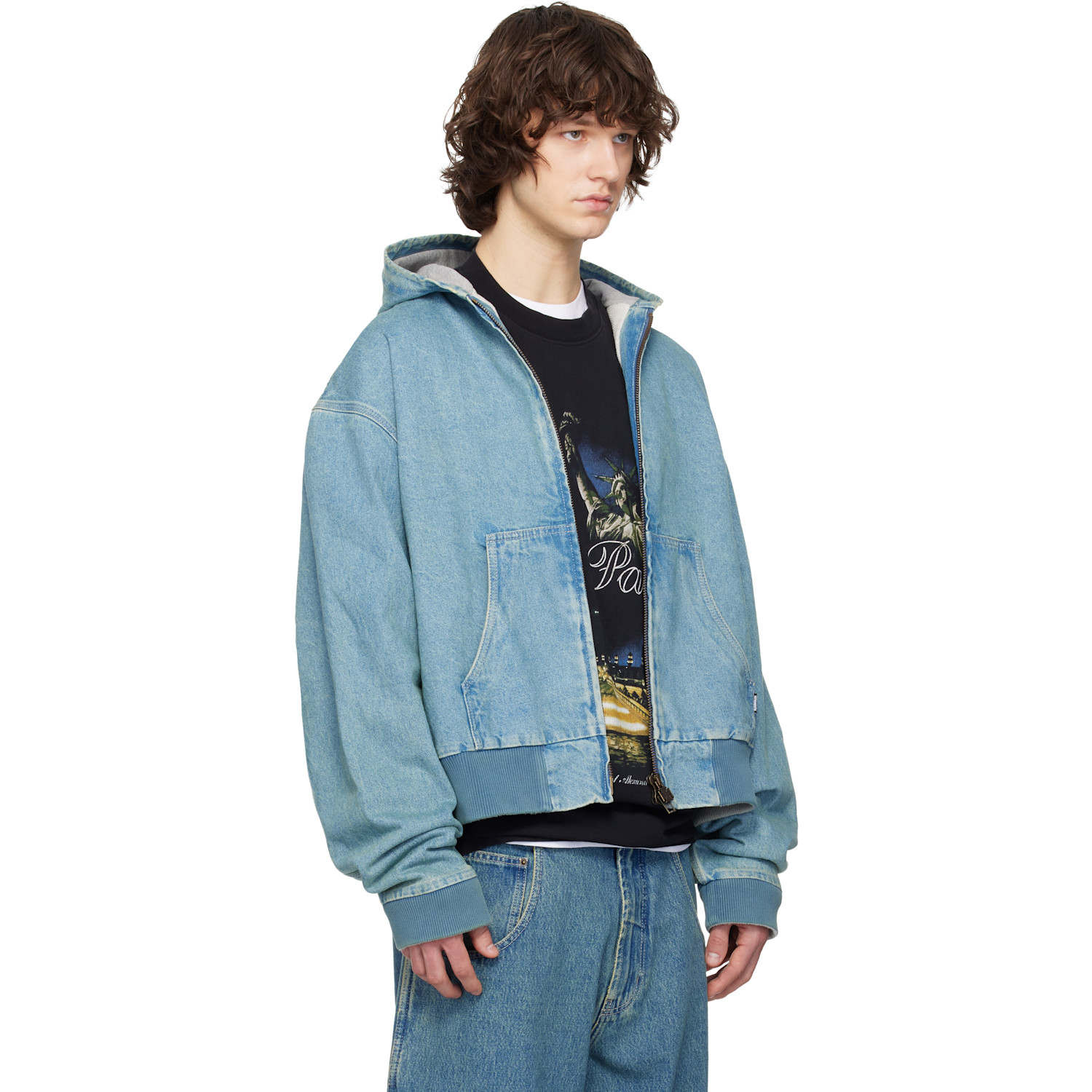  Vetements Blue Hooded Workwear Denim Jacket 