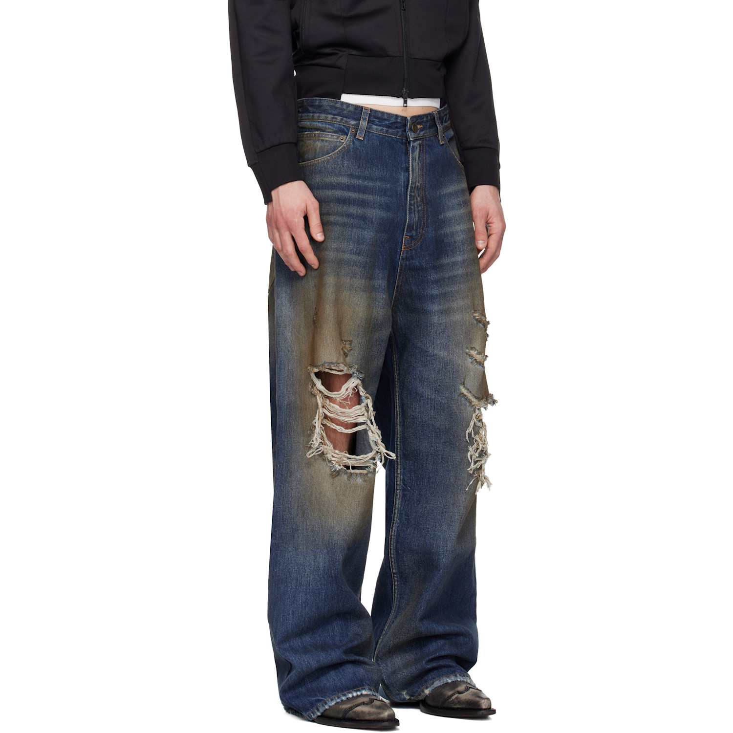  Vetements Blue Trashed Jeans 