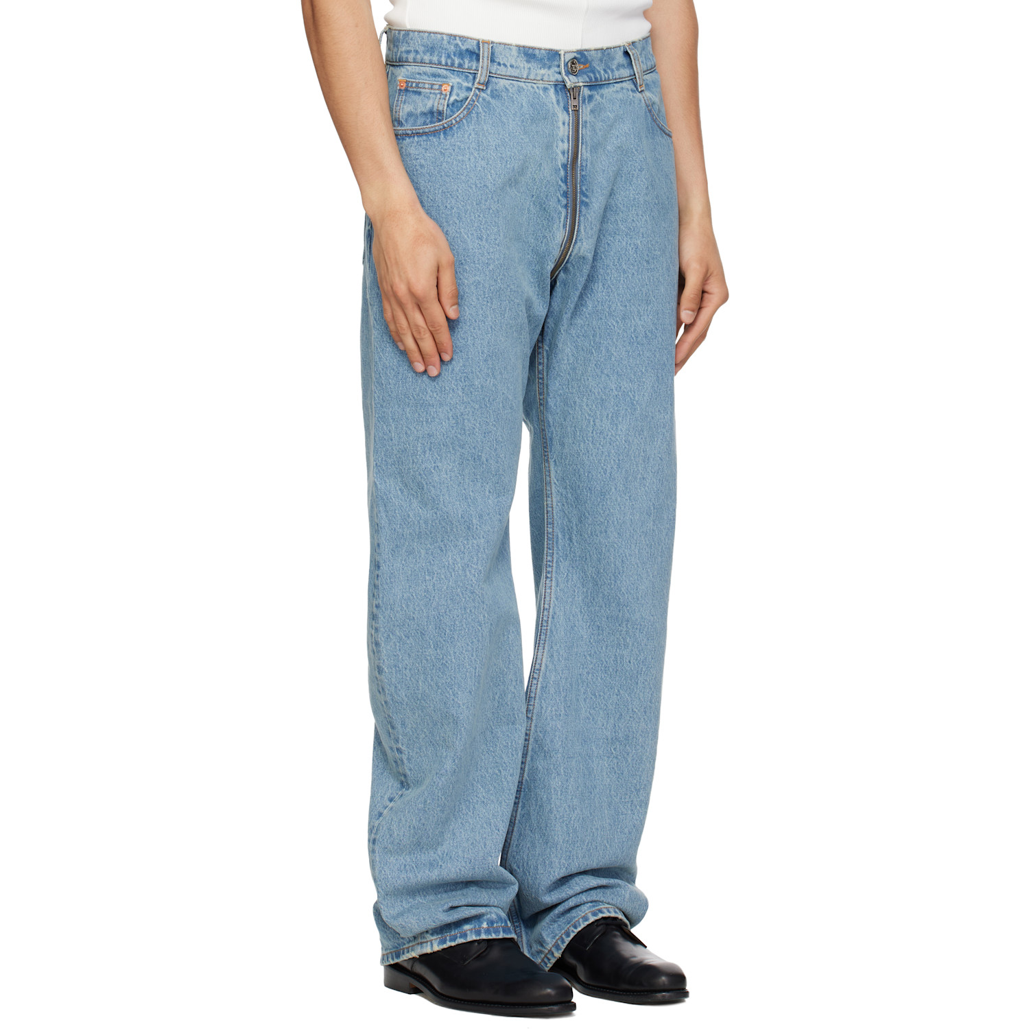  Vetements Blue Allover Zip O-leg Jeans 