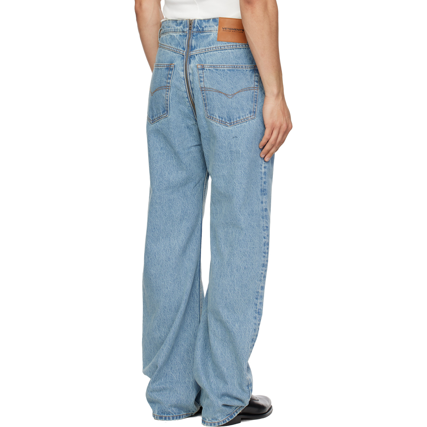  Vetements Blue Allover Zip O-leg Jeans 