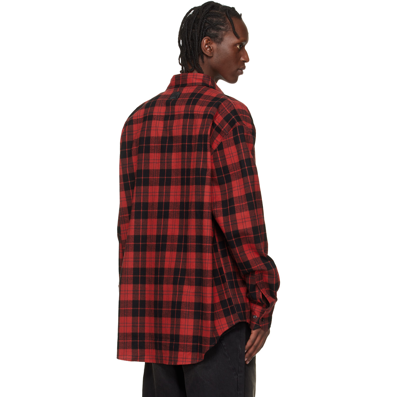  Vetements Red Leather Cross Flannel Shirt 