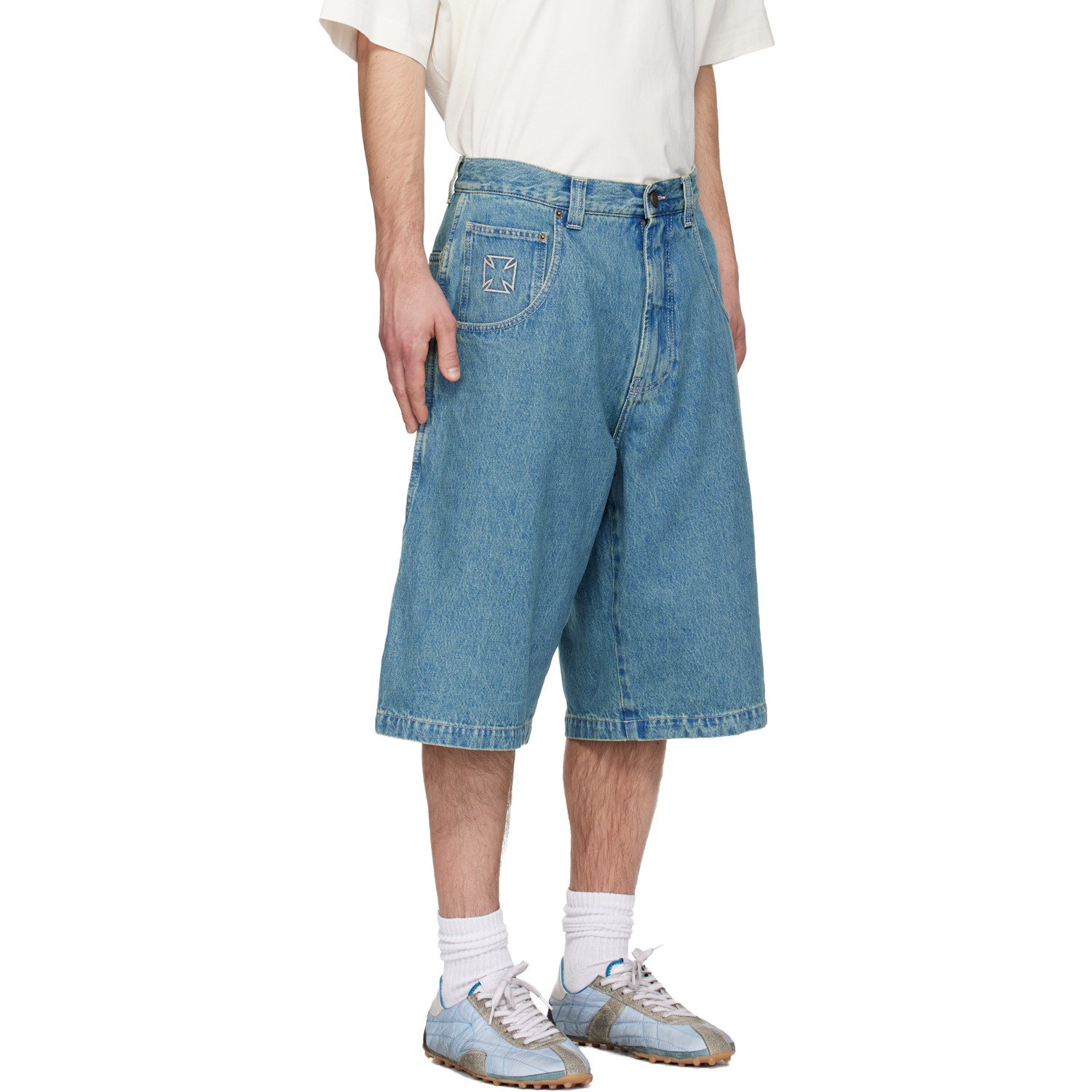  Vetements Blue Biker Cross Hip-hop Denim Shorts 