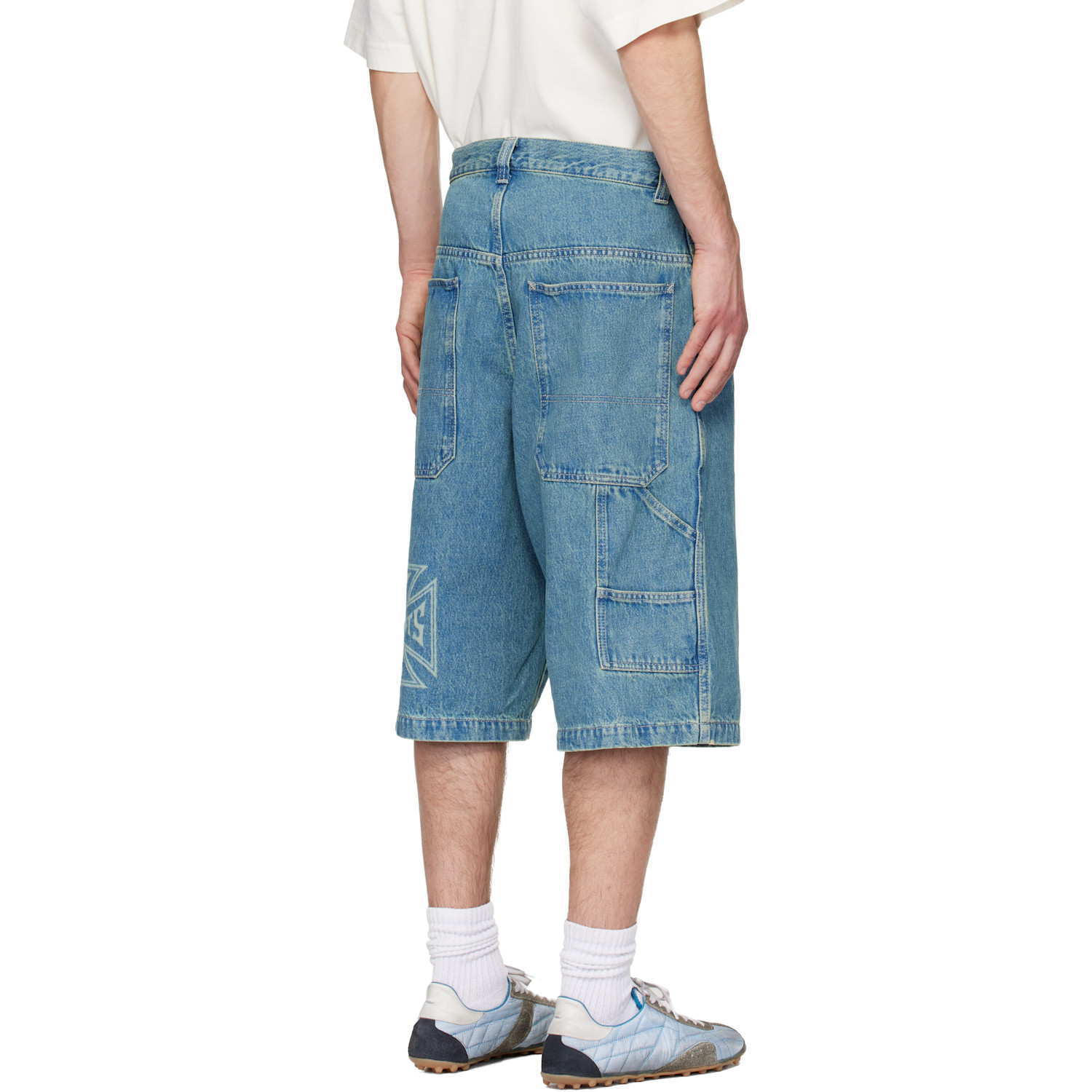  Vetements Blue Biker Cross Hip-hop Denim Shorts 