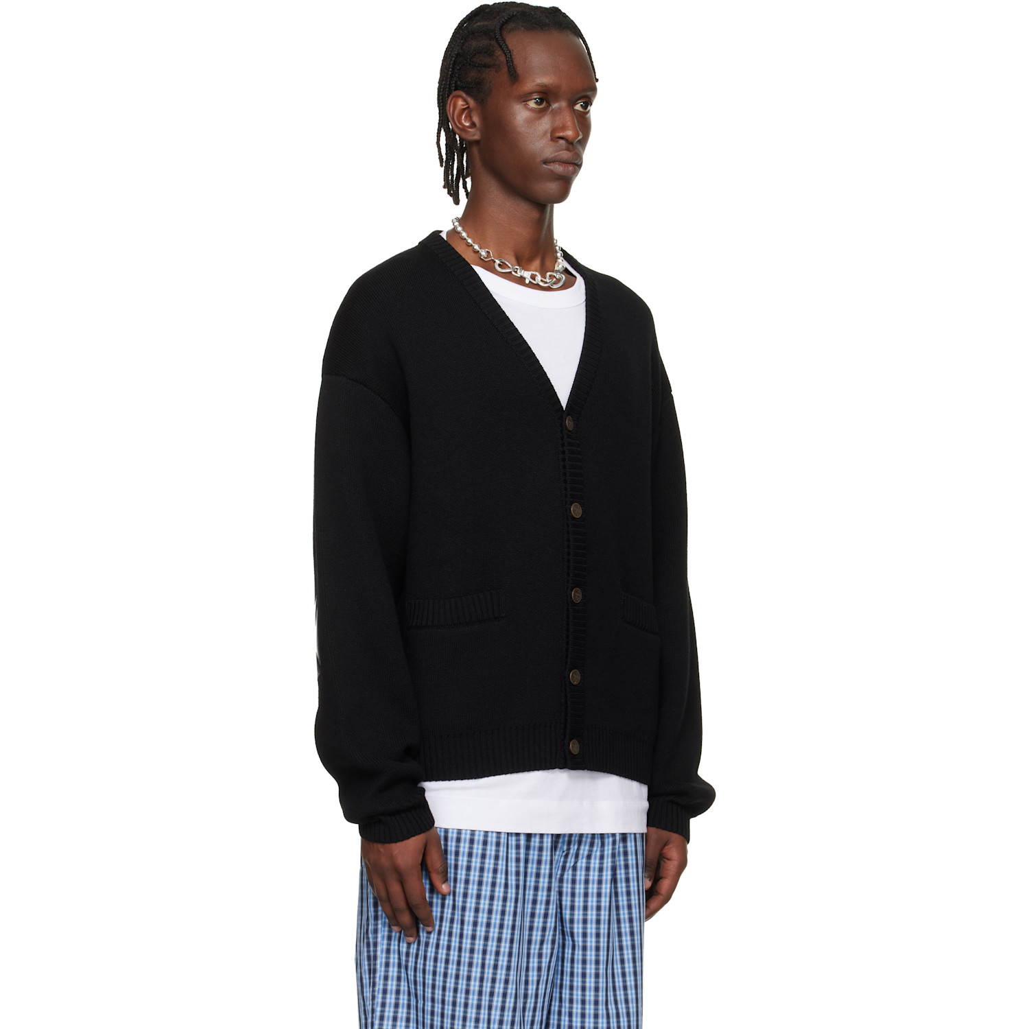  Vetements Black Leather Crosses Cardigan 