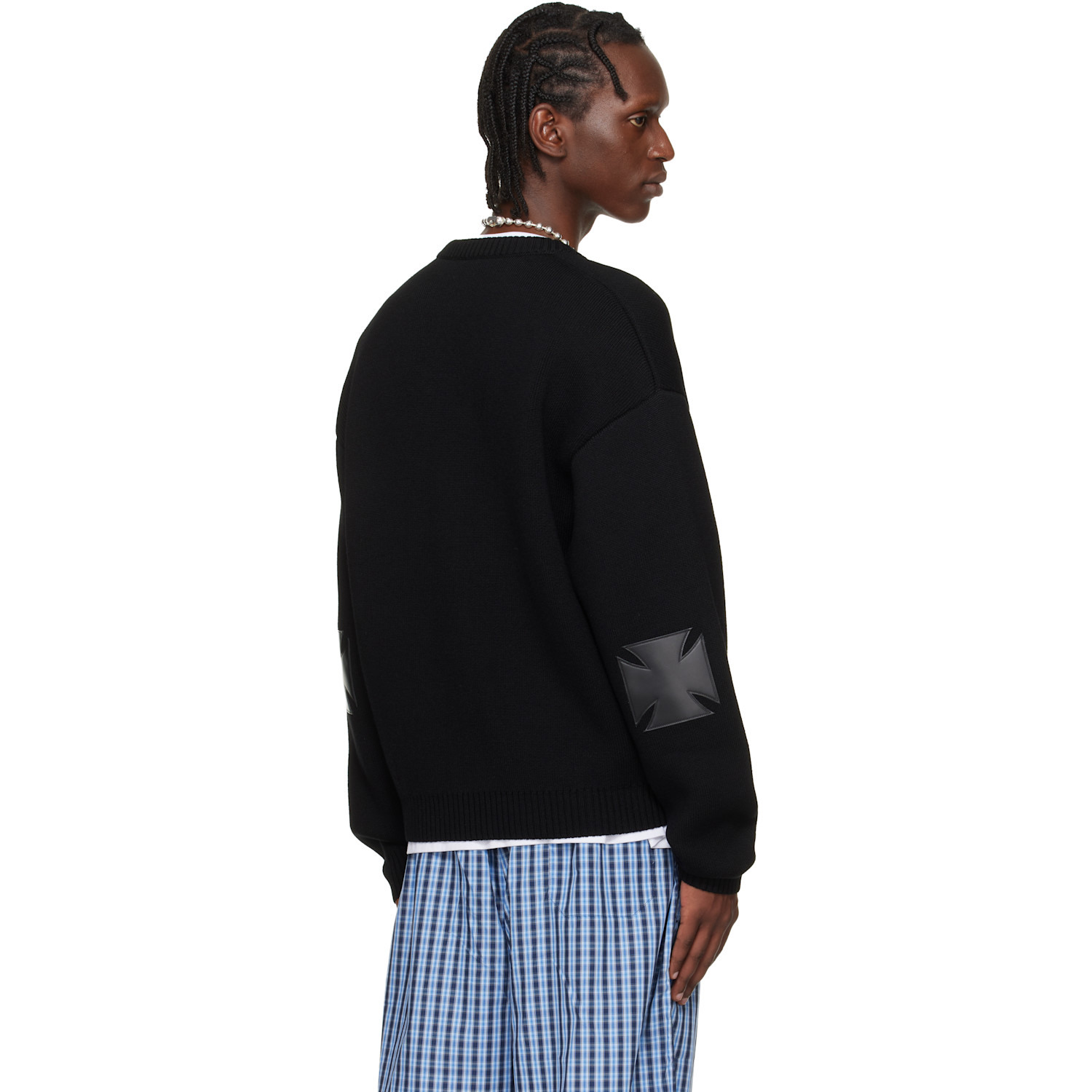  Vetements Black Leather Crosses Cardigan 