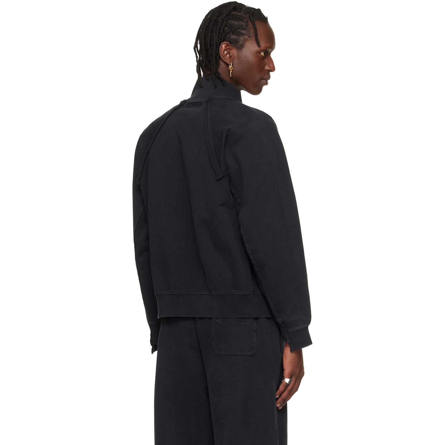  Vetements Black Biker Cross Fitted Zip-up Track Jacket 