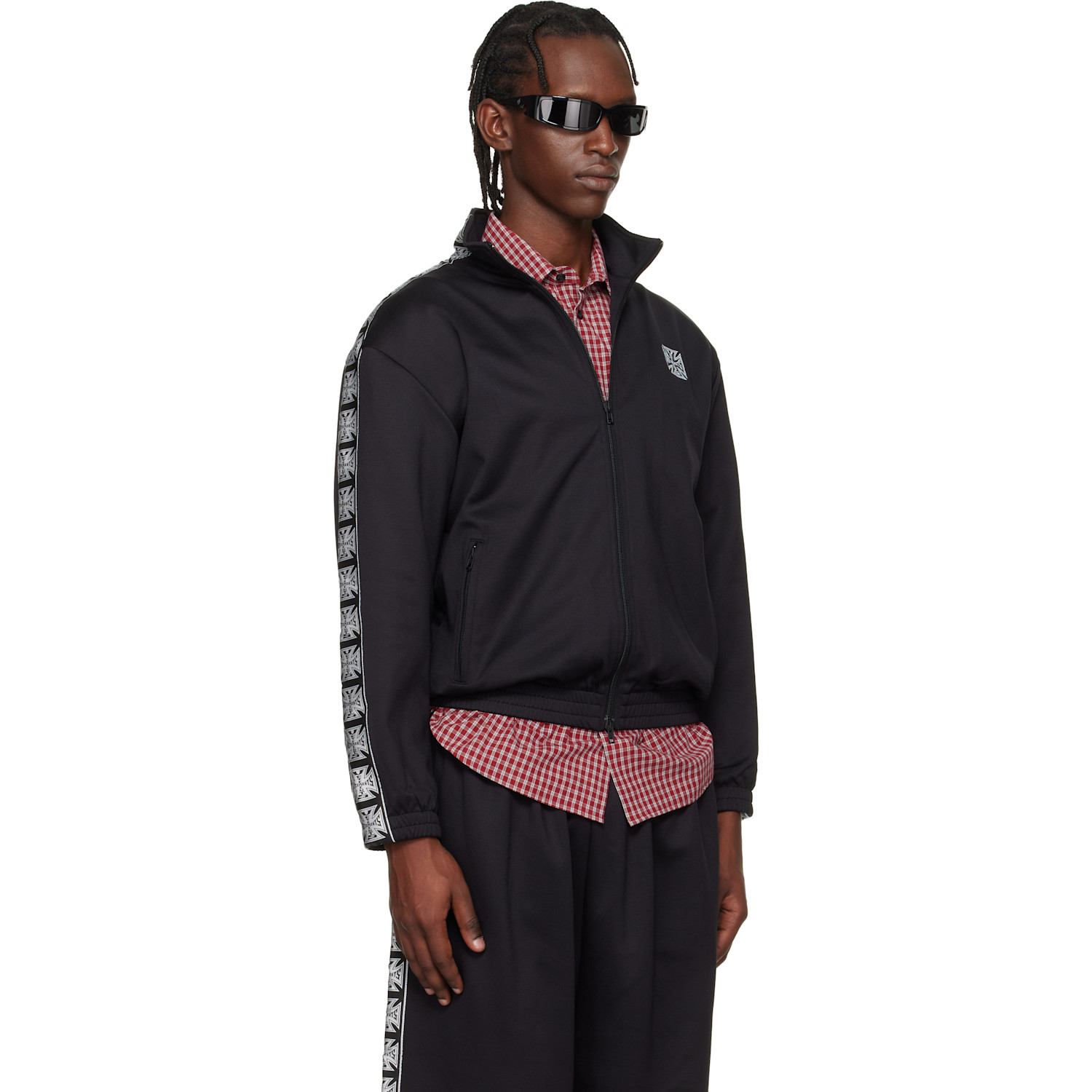  Vetements Black Biker Cross Tape Zip-up Track Jacket 