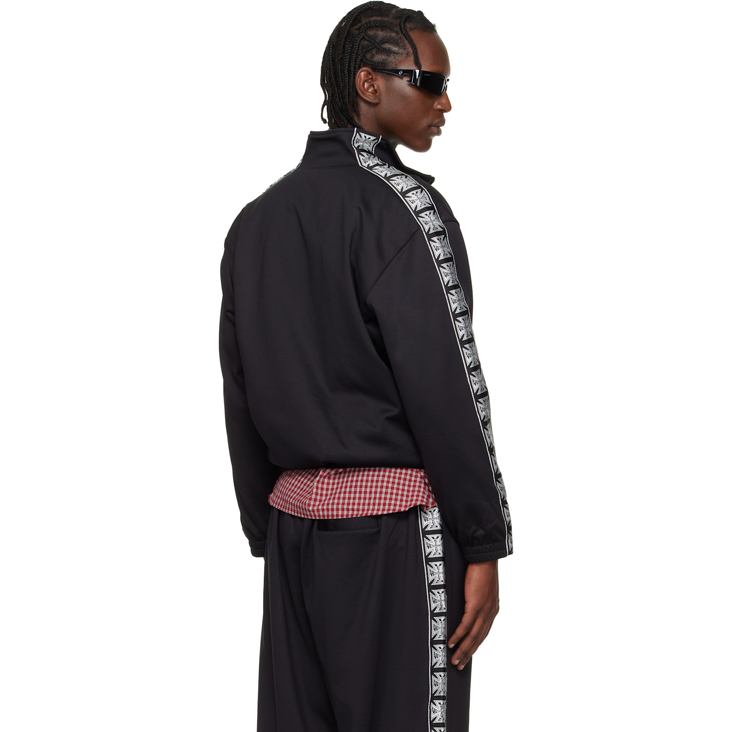  Vetements Black Biker Cross Tape Zip-up Track Jacket 