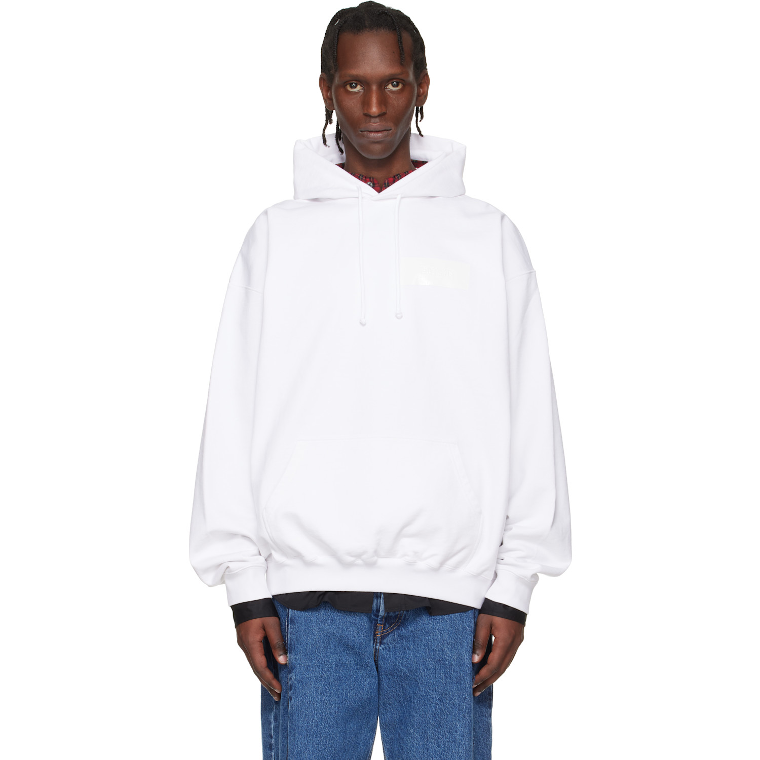 VETEMENTS White Taped Logo Hoodie