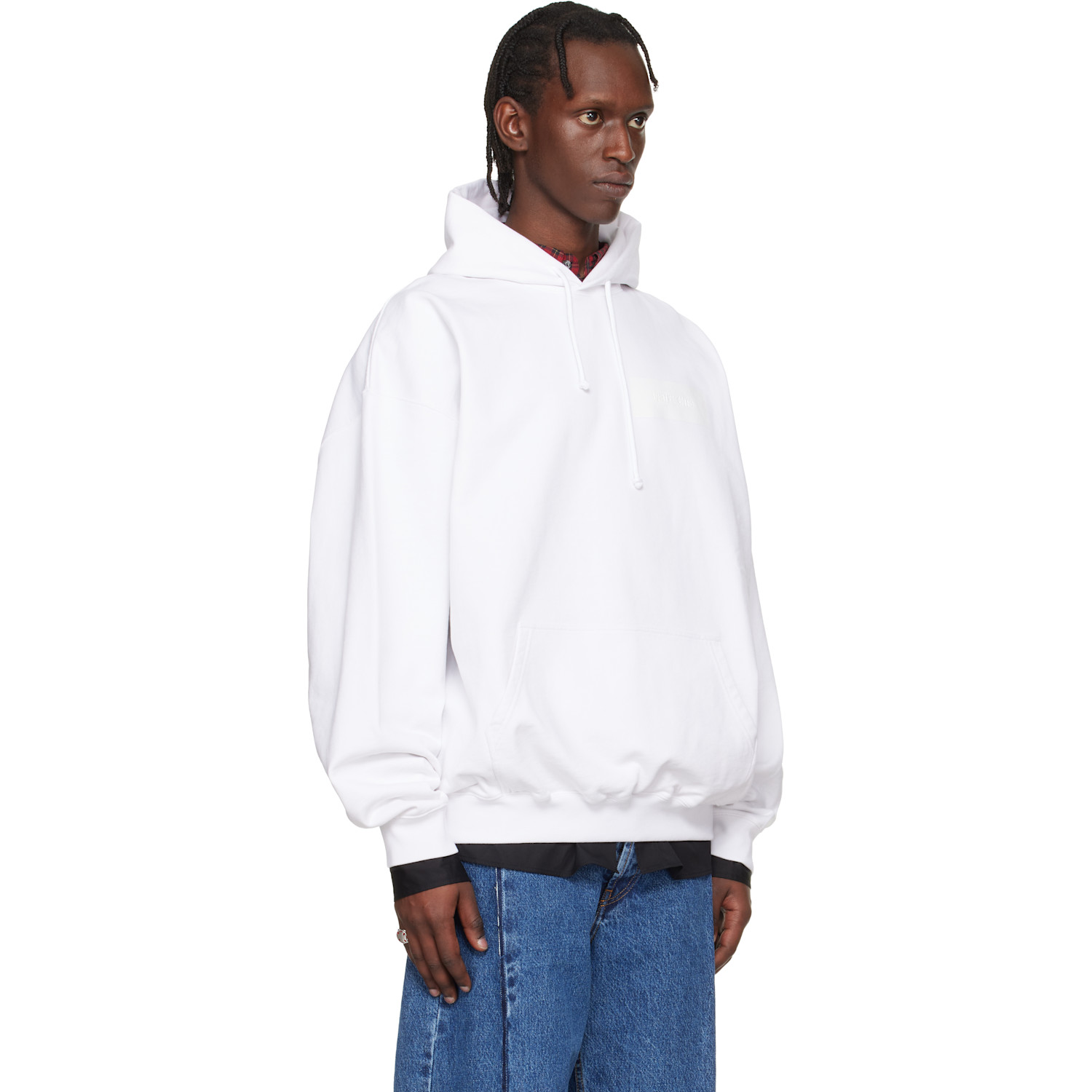  Vetements White Taped Logo Hoodie 