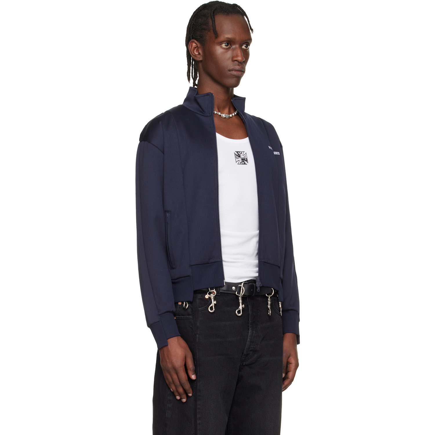  Vetements Navy Cut-up Athletic Zip-up Track Jacket 