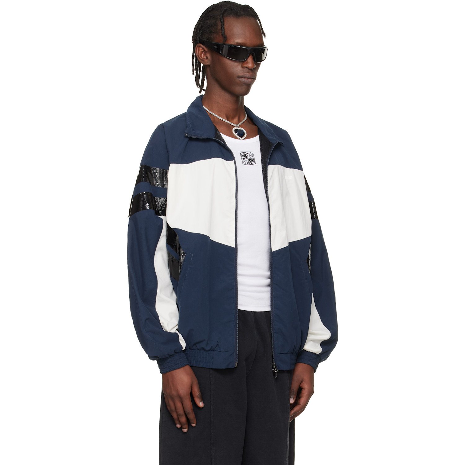  Vetements Navy & White Taped Track Jacket 