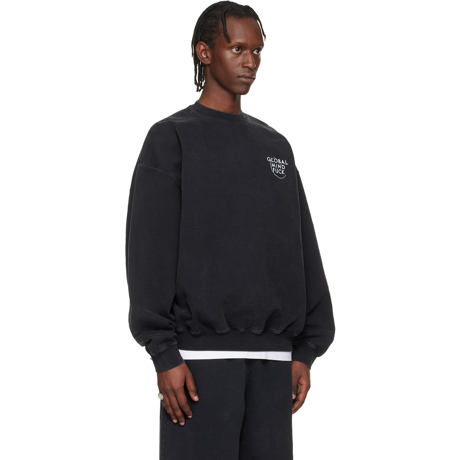  Vetements Black 'global Mf' Sweatshirt 