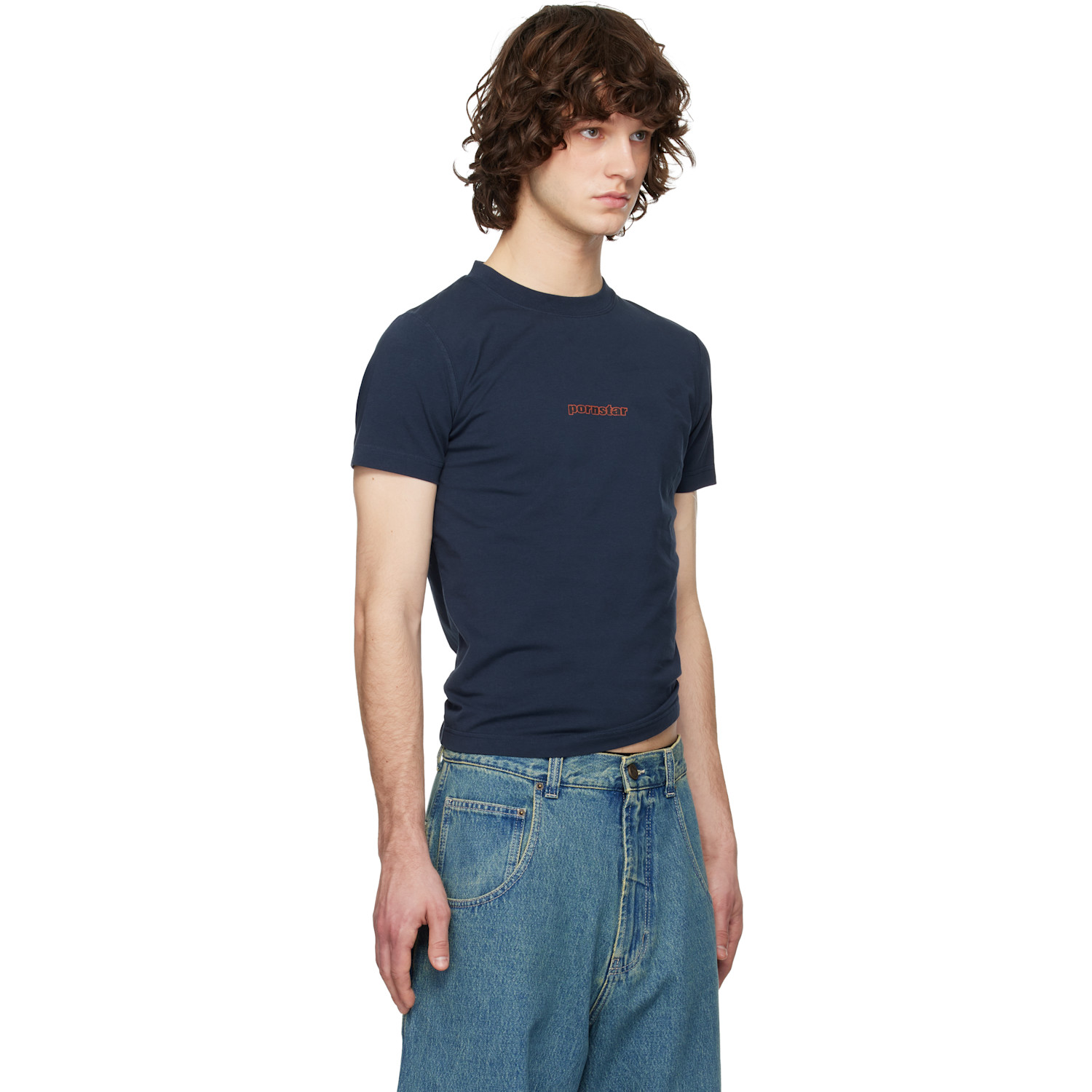 Vetements Navy 'pornstar' Fitted T-shirt 